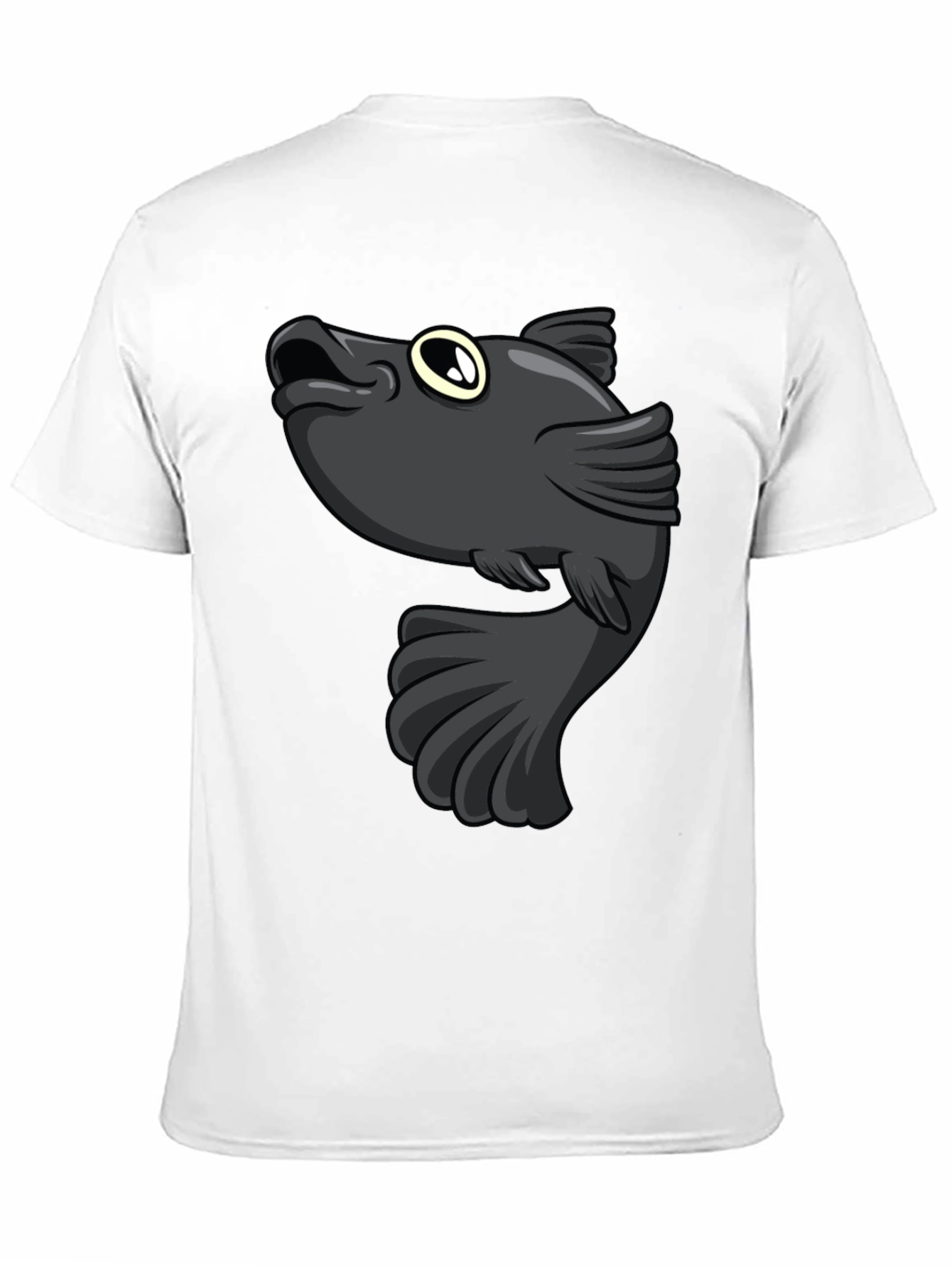 Cartoon Fish Graphic Print Black T-Shirt - 11