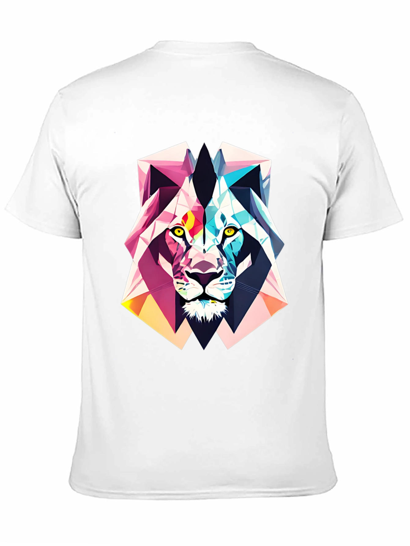 Black Geometric Lion Graphic Tee - Abstract Art Shirt view 11