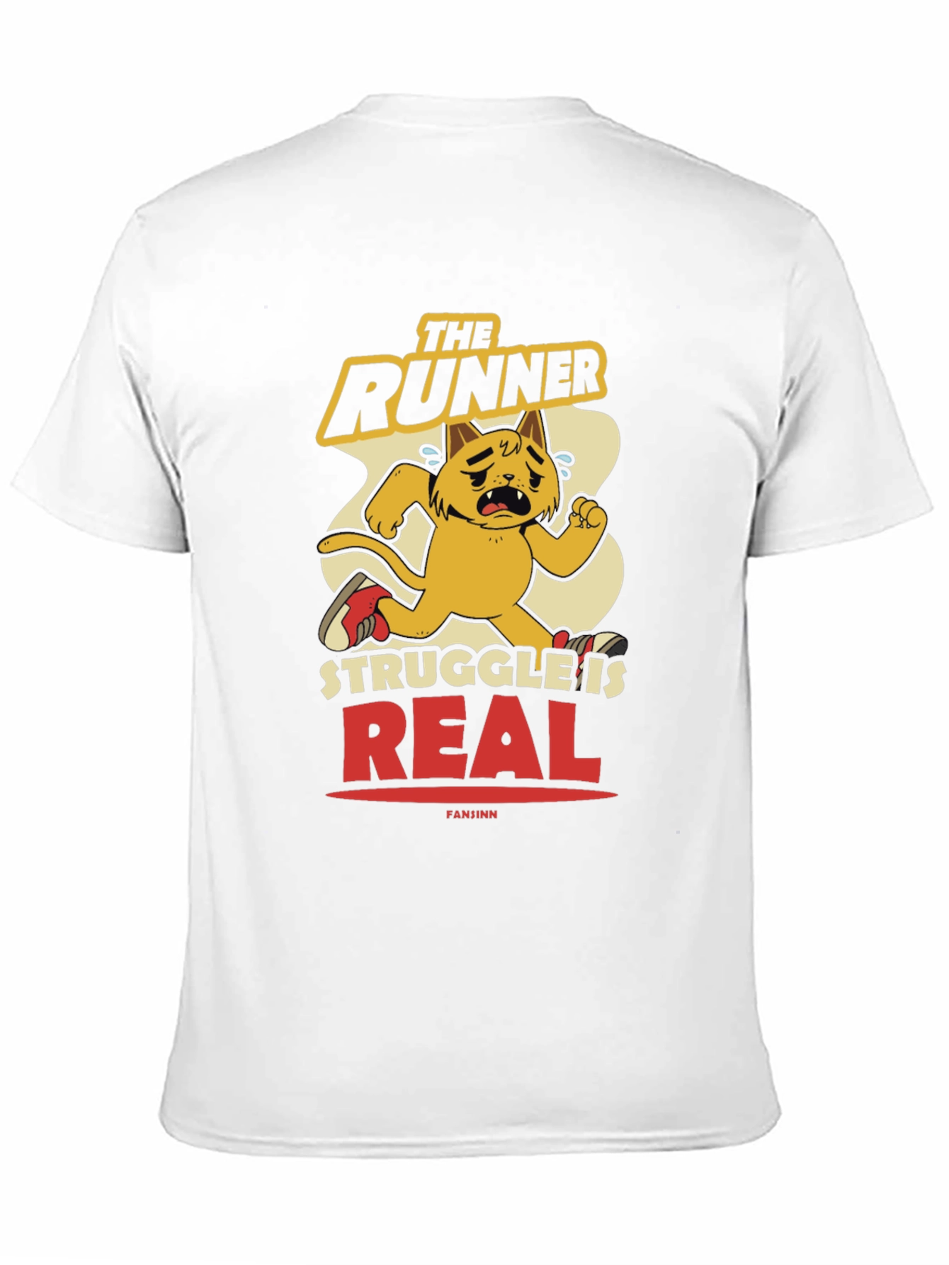 Black Funny Runner Cat Graphic Tee - Men's Black T-Shirt view 11