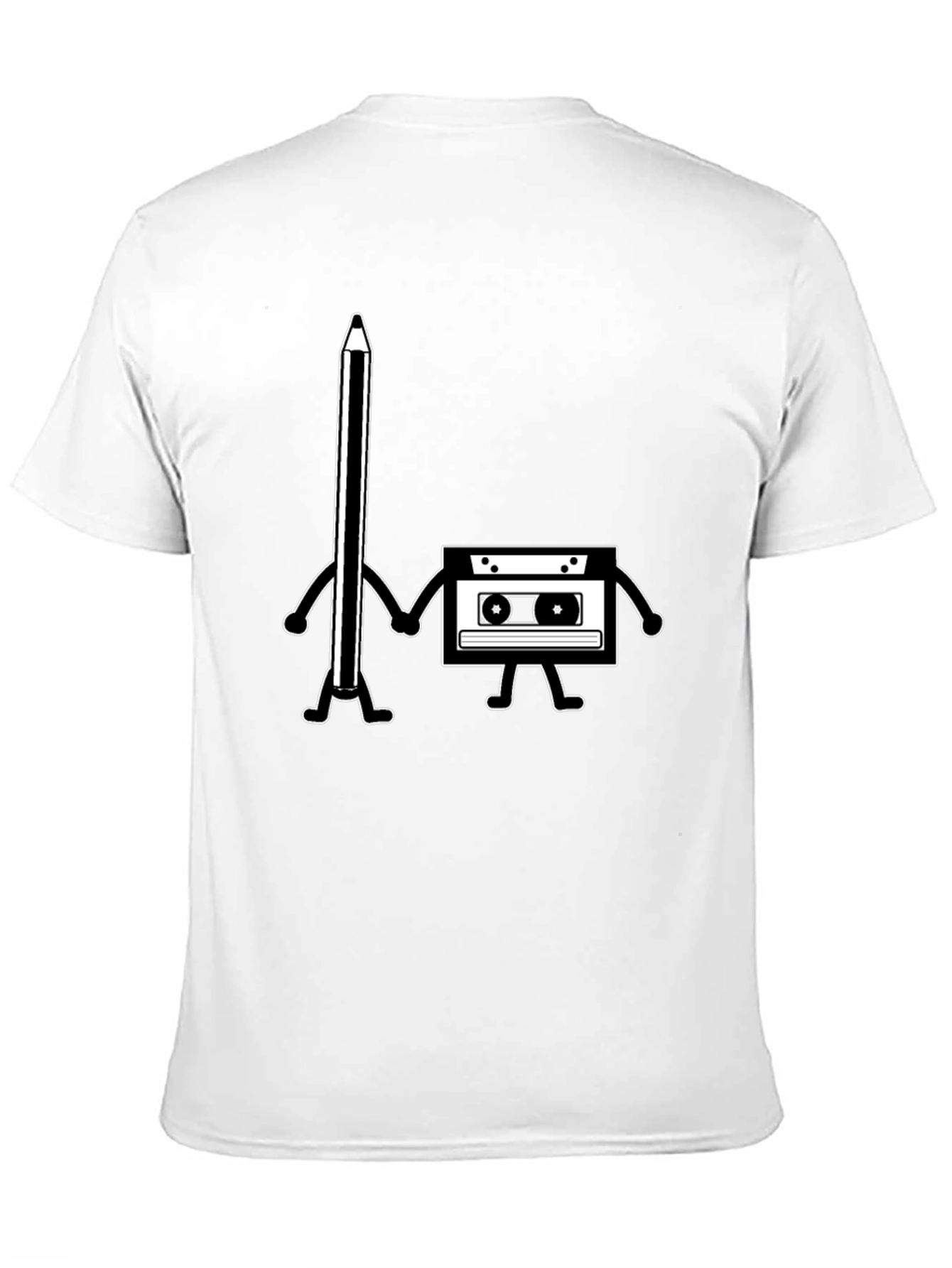 Black Retro Music Lover Tee - Pencil & Cassette Best Friends view 11