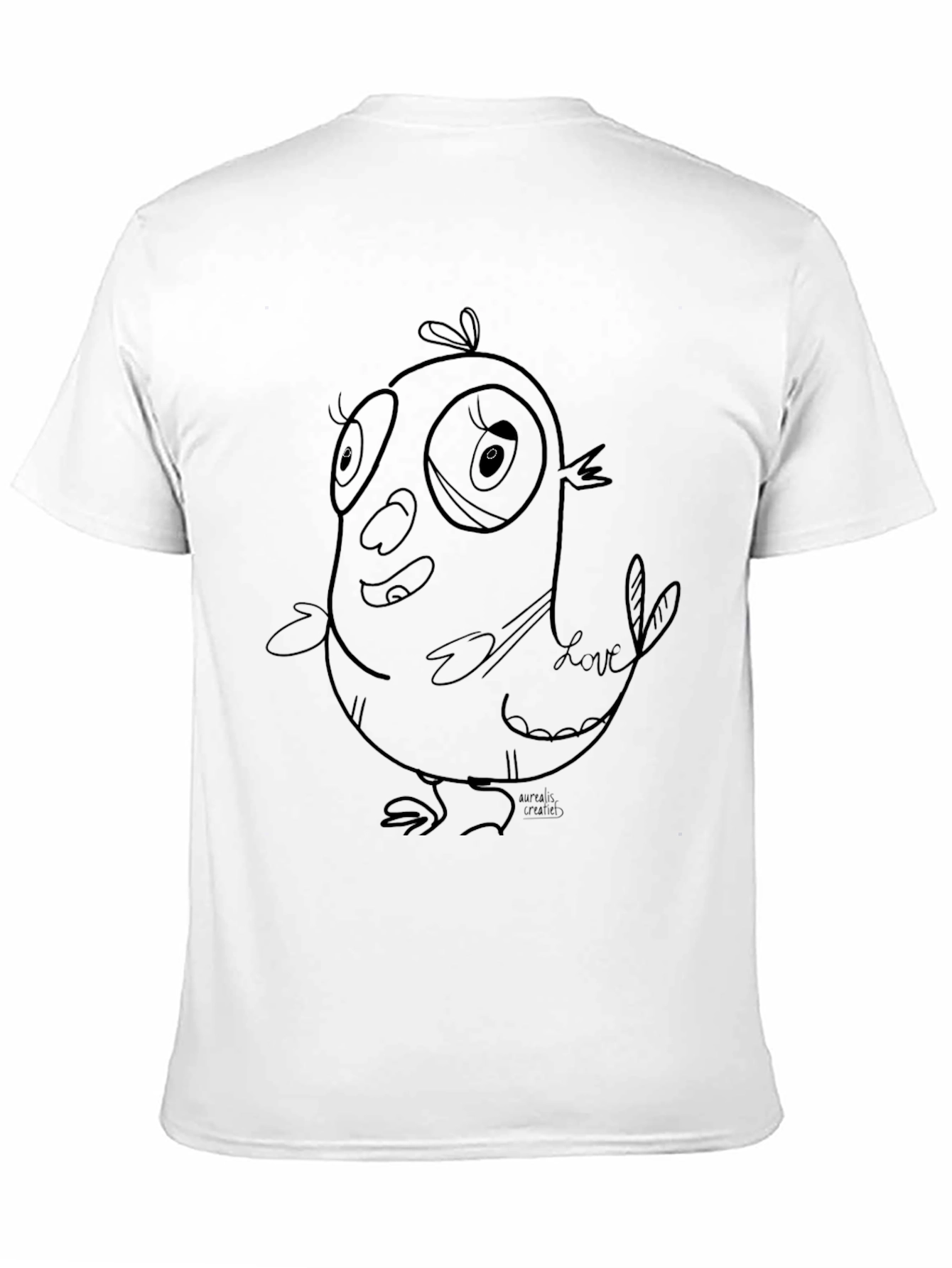 Black Cartoon Bird Graphic Black T-Shirt view 11