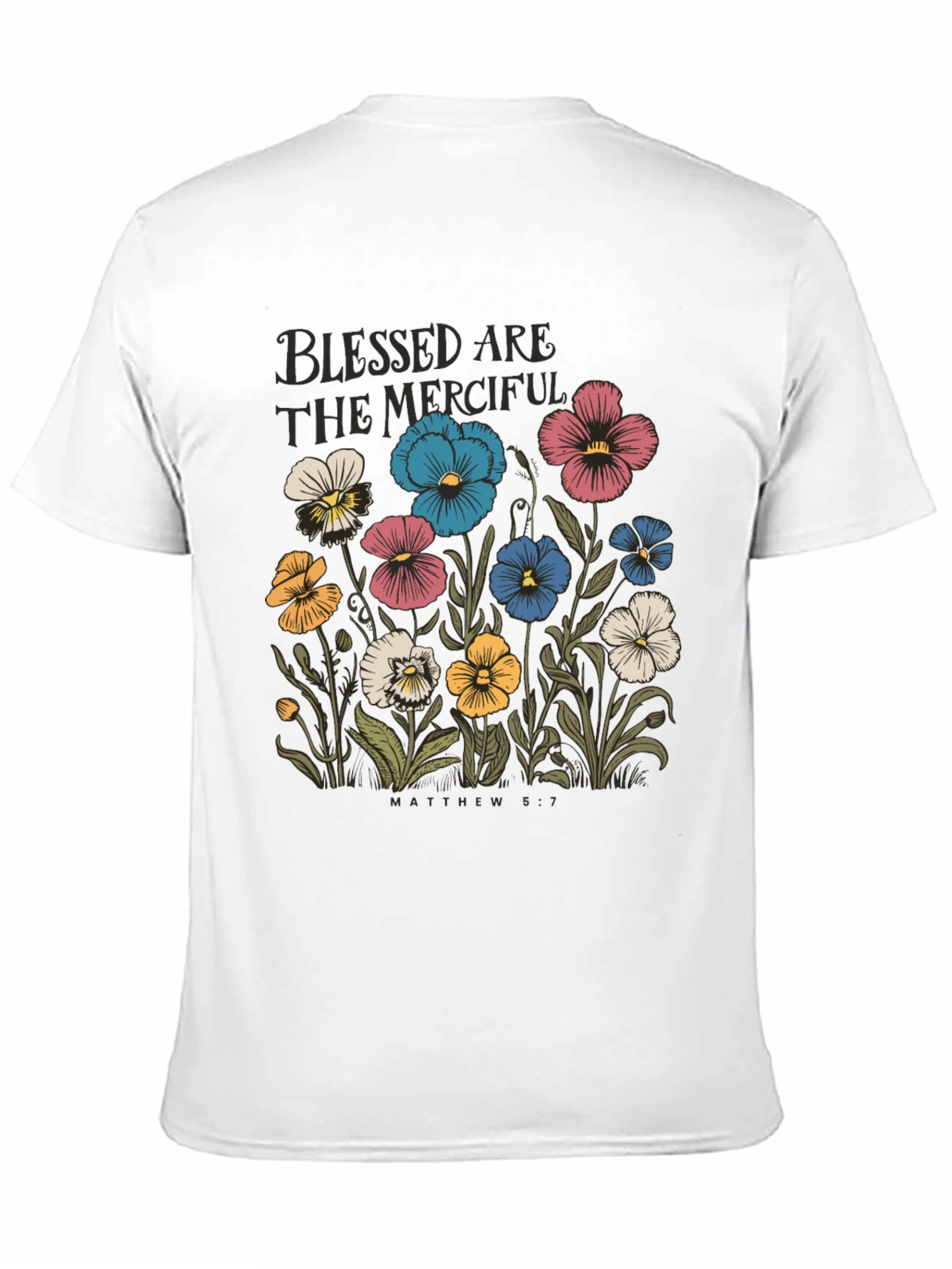 Black Blessed Are The Merciful Floral Tee view 11