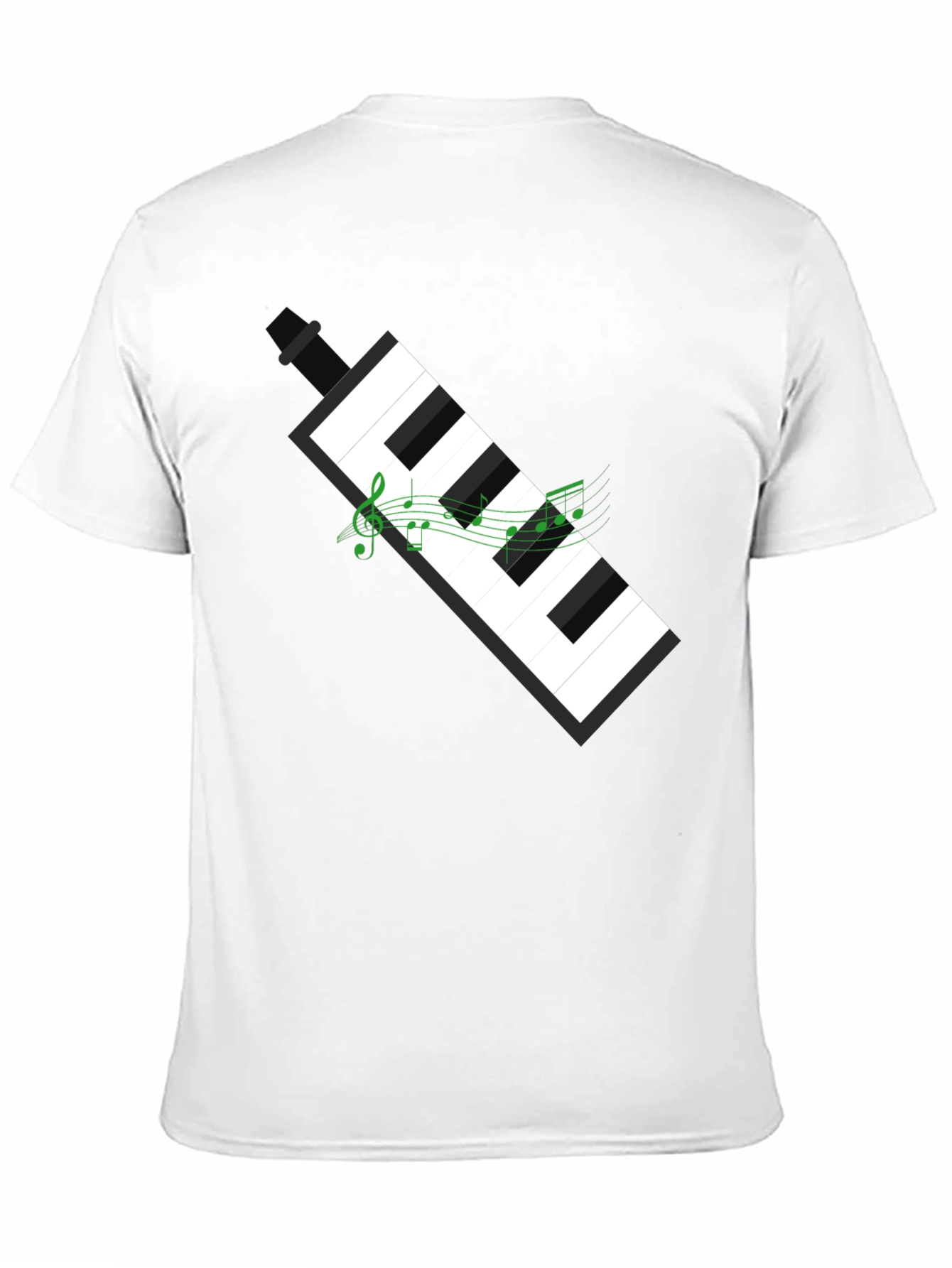 Black Musical Keyboard Graphic Tee - Black Cotton T-Shirt view 11