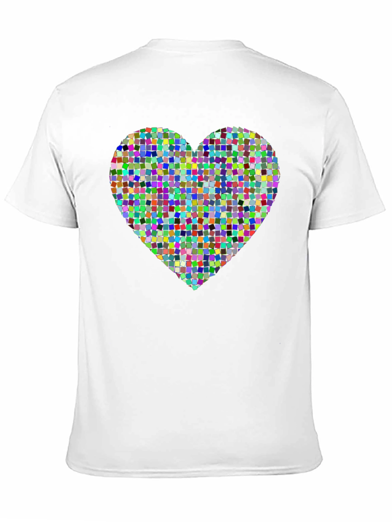 Black Colorful Heart Pixelated T-Shirt view 11