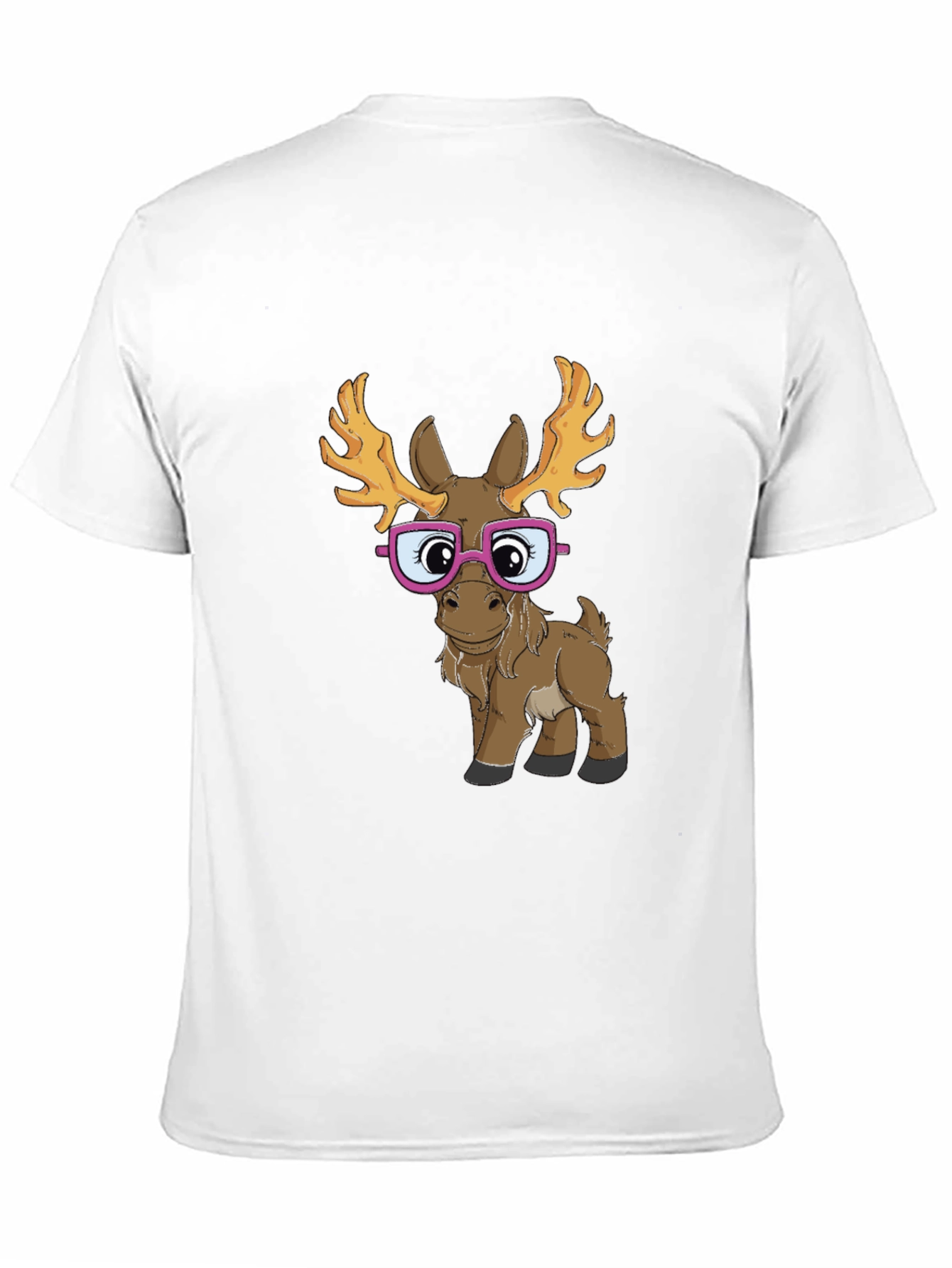 Black Funny Moose with Glasses Graphic Tee view 11