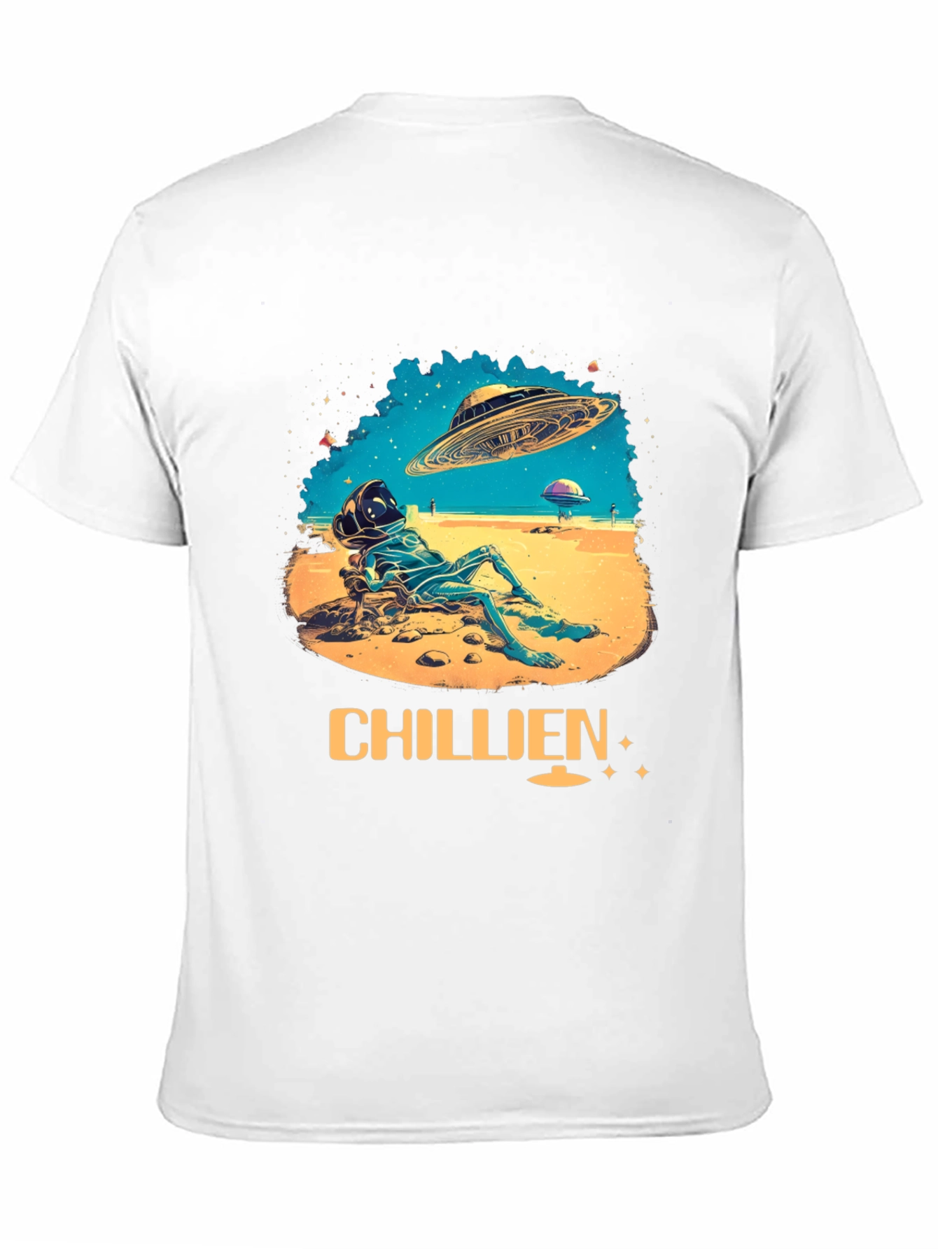 Black Chillien Alien T-Shirt - Relaxed UFO Design view 11