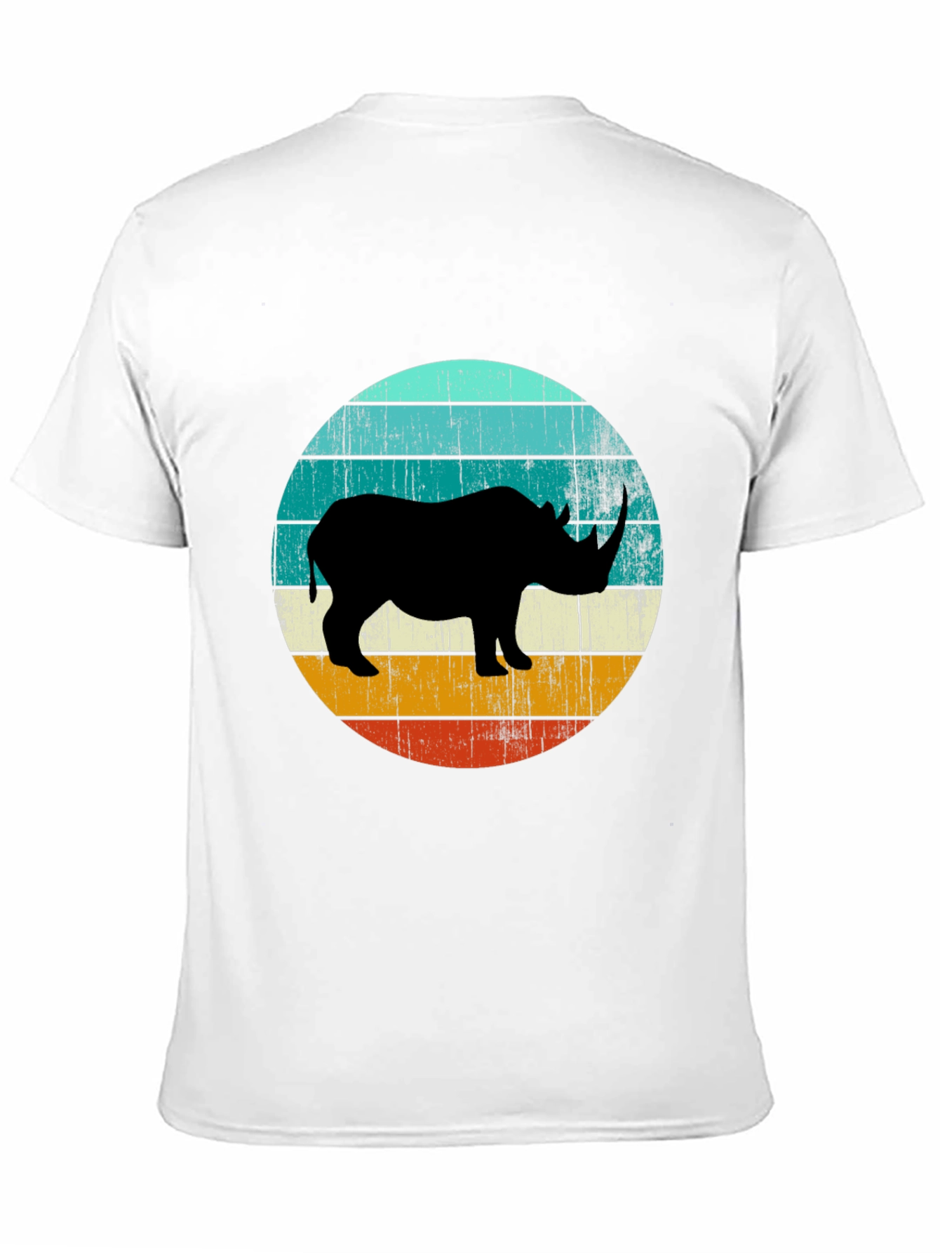 Black Retro Rhino Graphic Tee - Black Cotton T-Shirt view 11