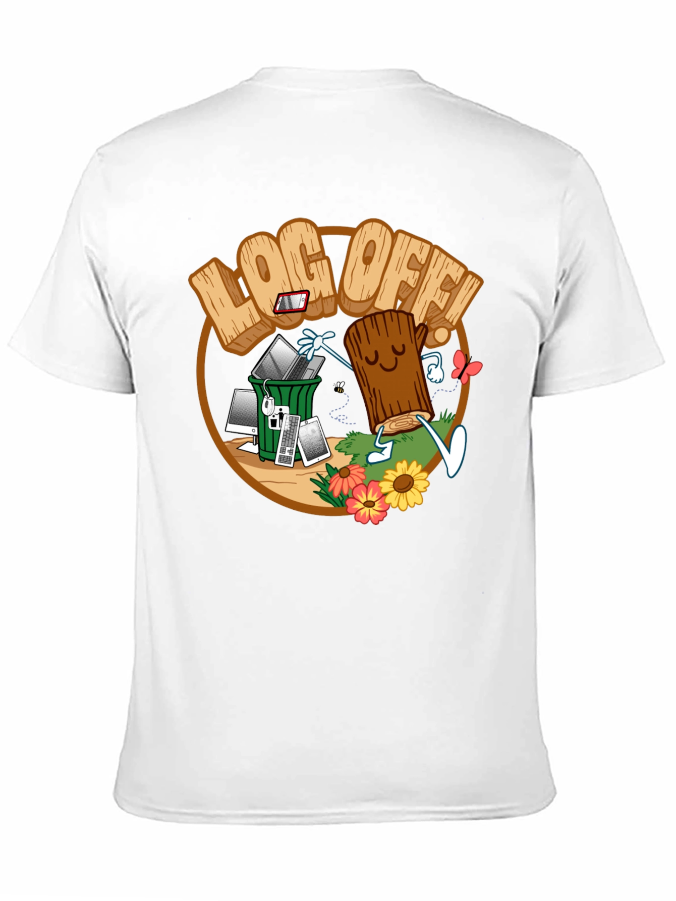 Black Log Off! Graphic Print Black T-Shirt view 11