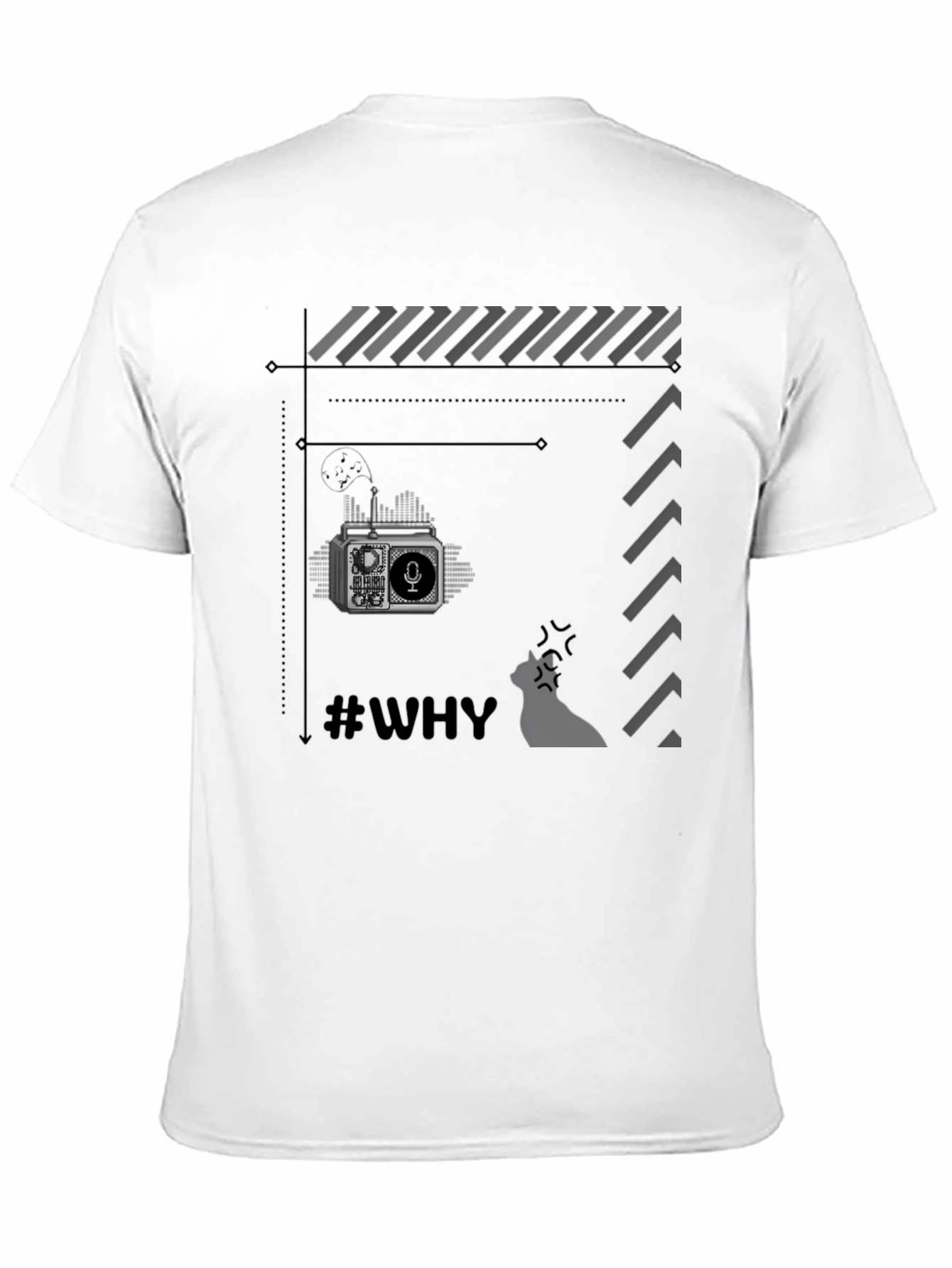 Black Retro Radio Black T-Shirt - Why? view 11