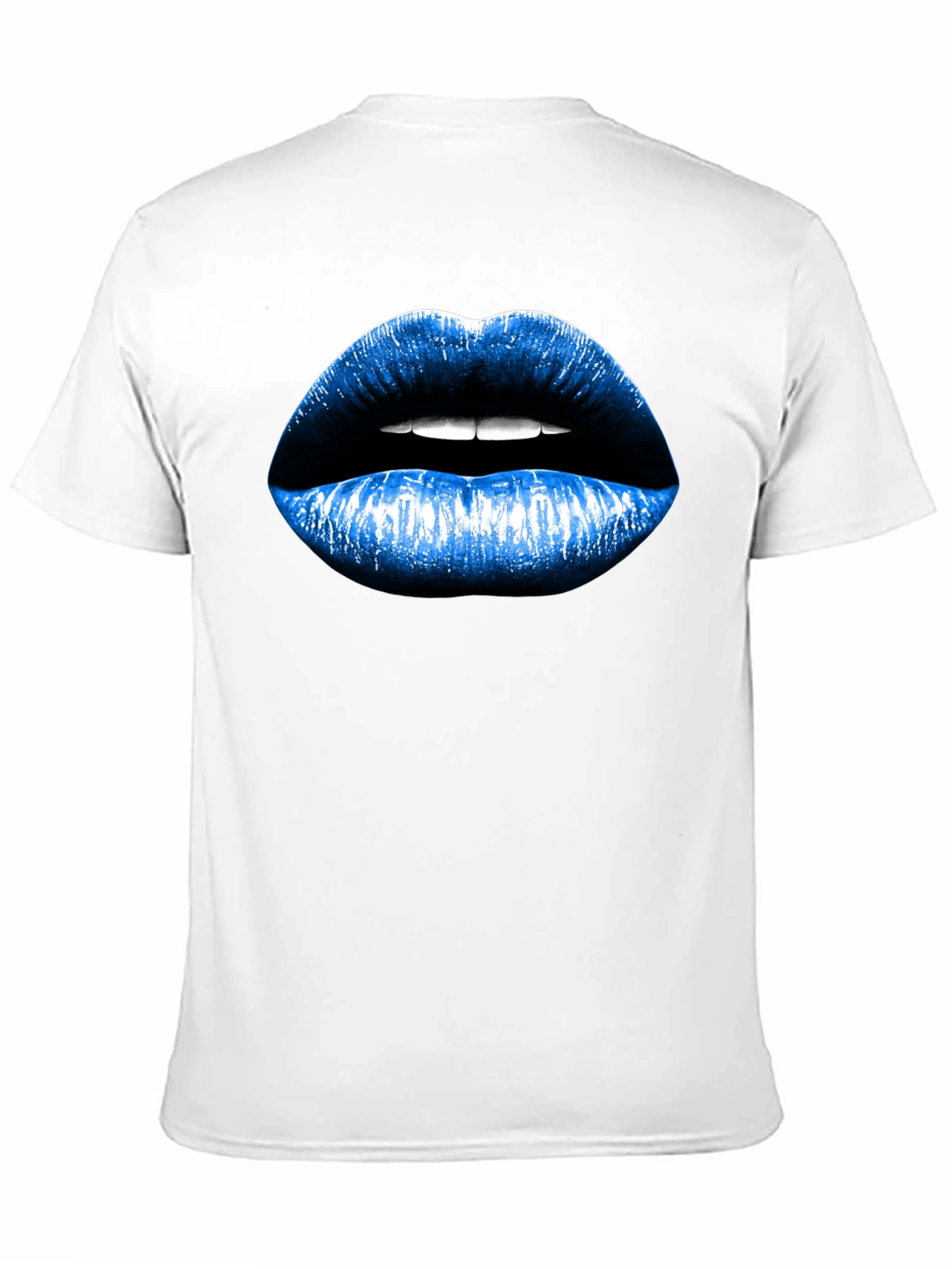 Black Blue Lips Graphic Black T-Shirt view 11