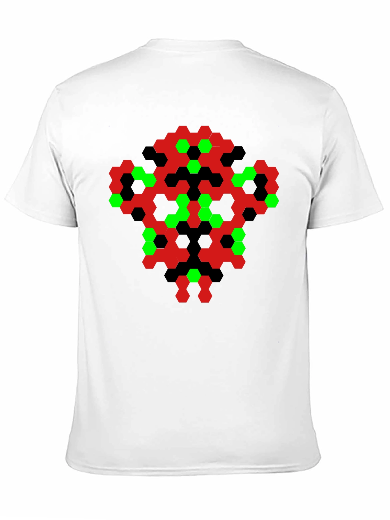 Black Abstract Hexagon Pattern Black T-Shirt view 11