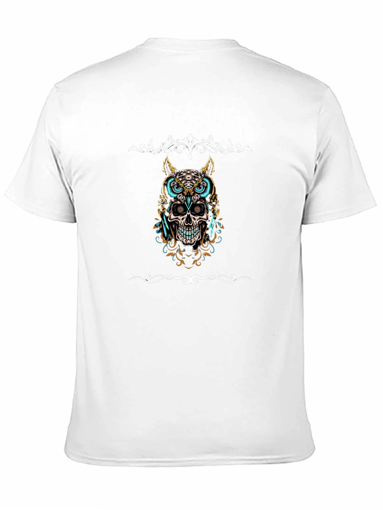 Black Skull Owl Graphic Tee - Men's Black T-Shirt view 11
