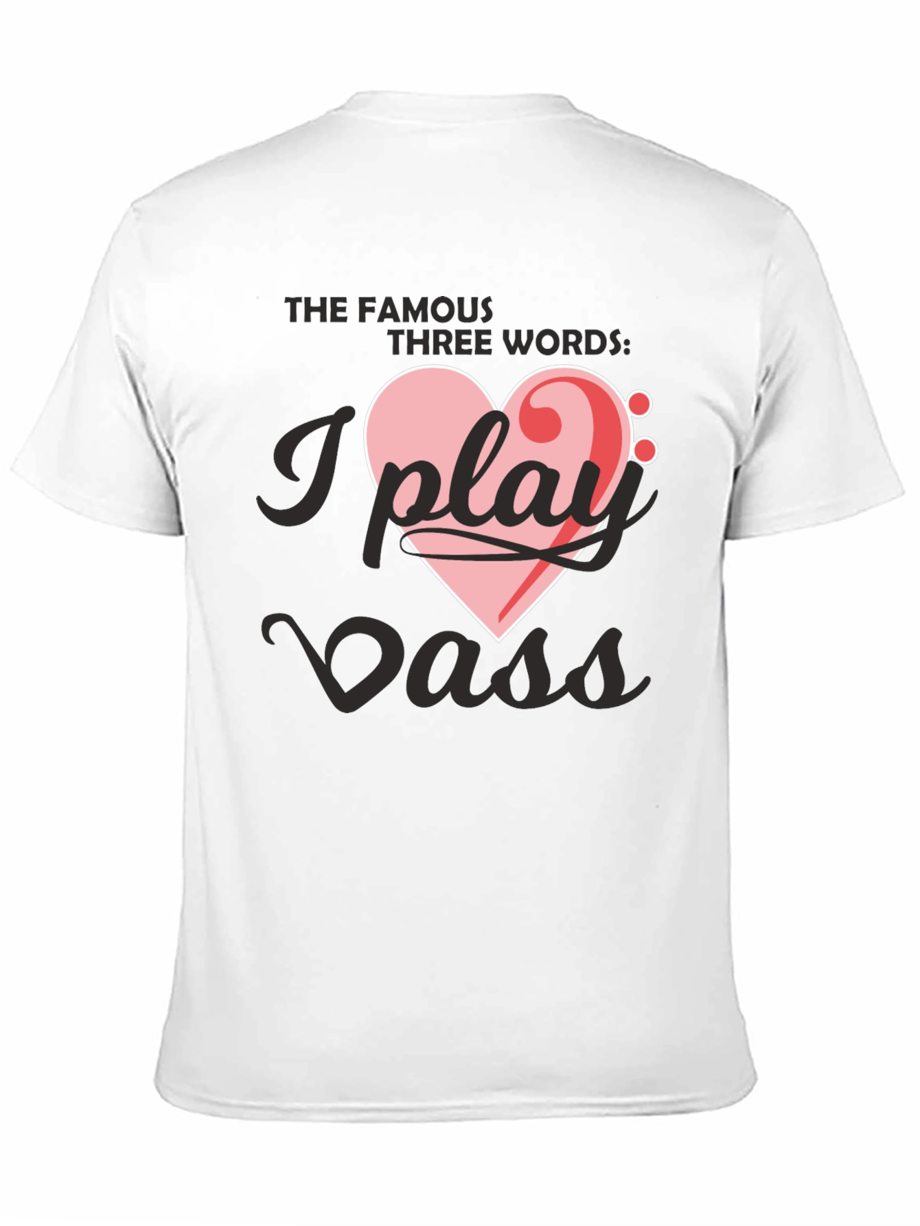 Black I Play Bass Heart T-Shirt - Musician Tee view 11