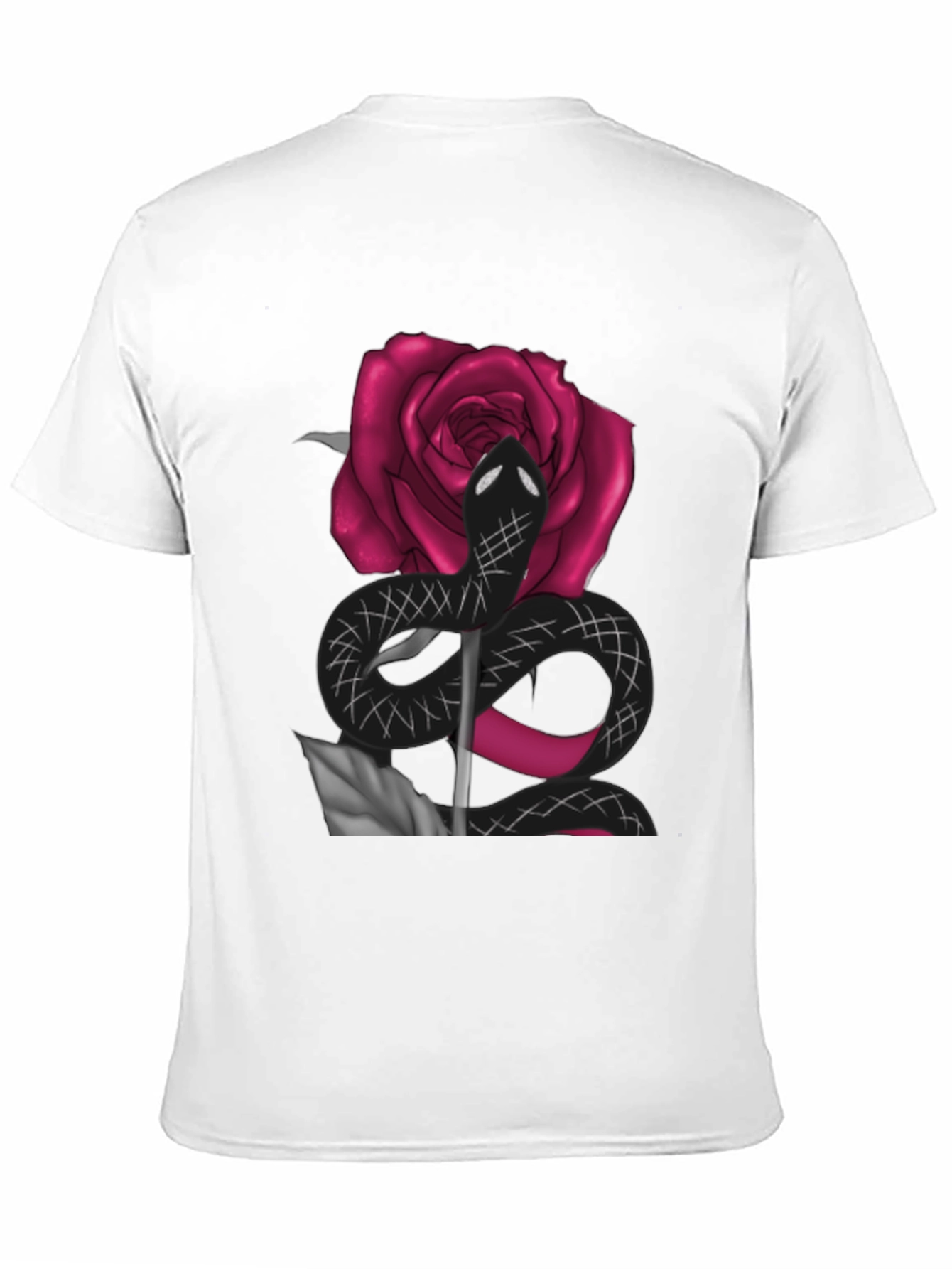 Black Snake & Rose Graphic Tee - Bold Statement T-Shirt view 11