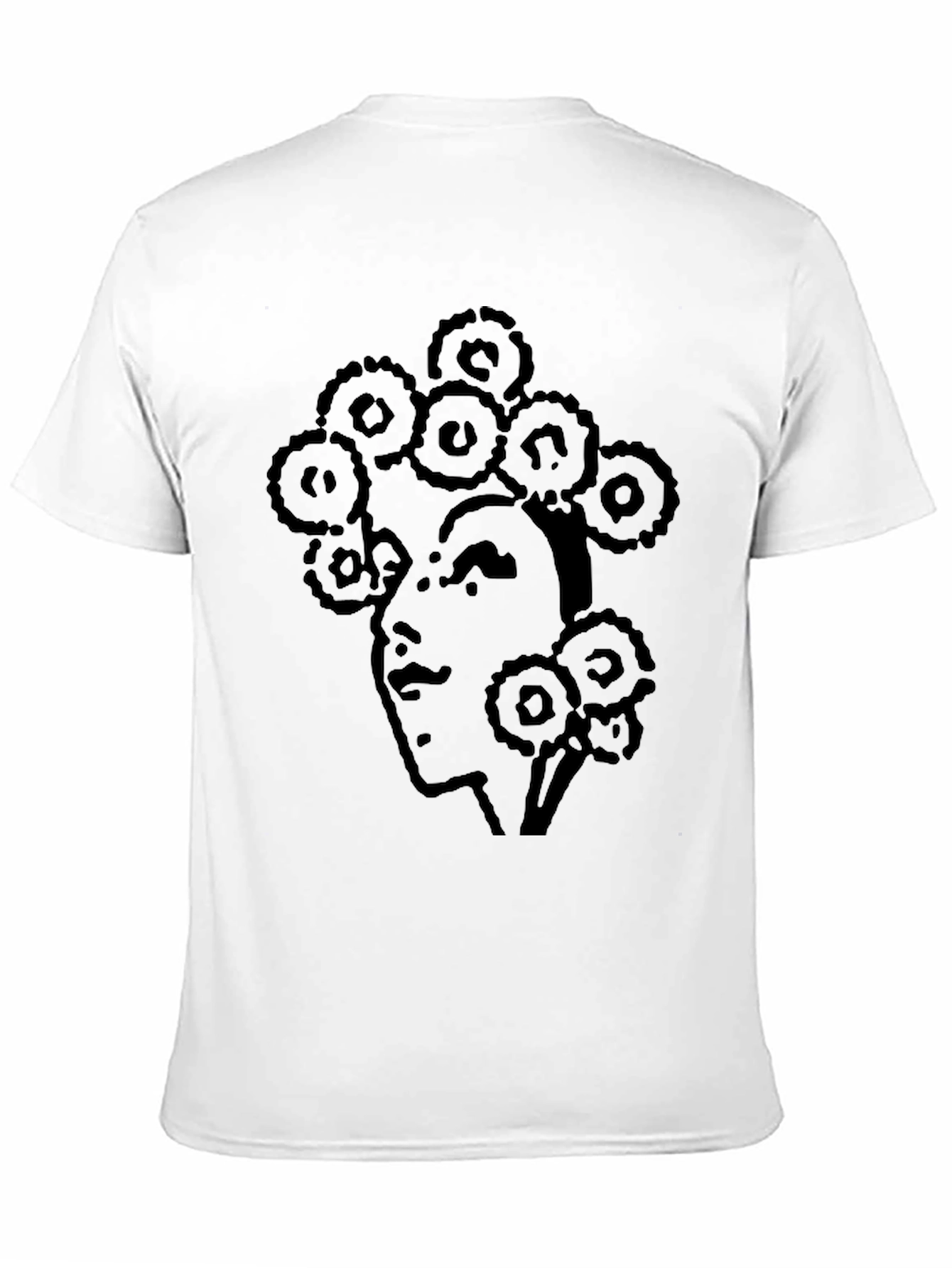 Black Abstract Face Print T-Shirt - Casual Black Tee view 11