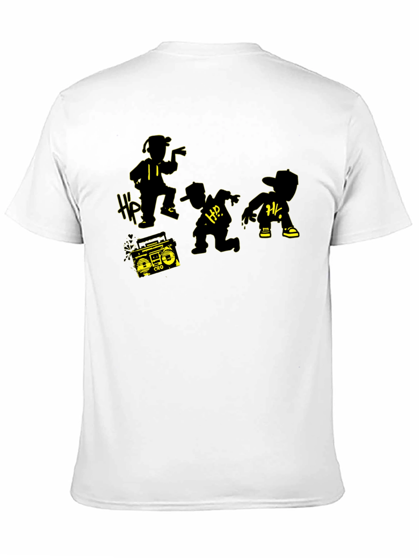 Black Retro Hip Hop Crew T-Shirt - Classic Boombox Design view 11