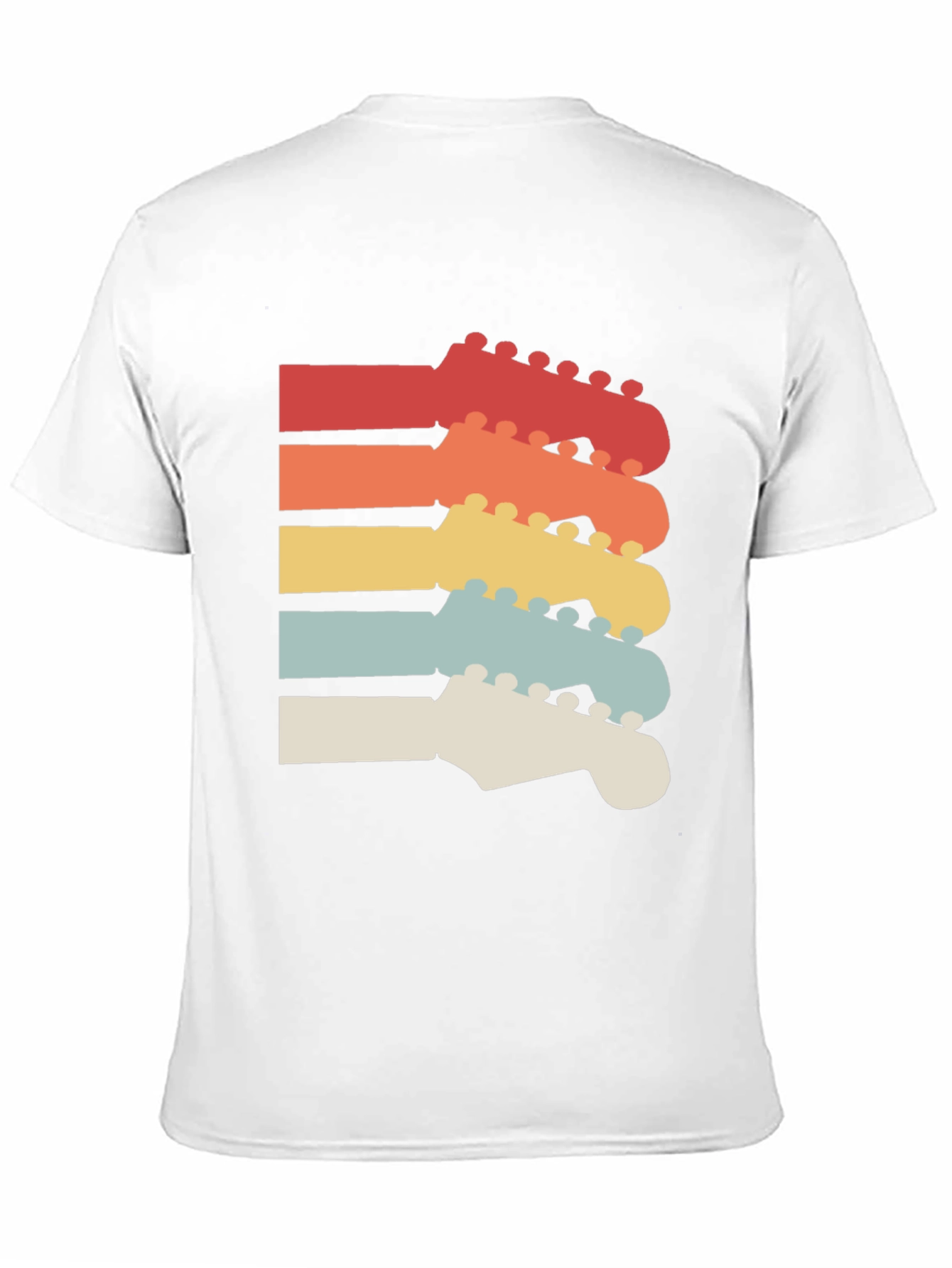 Black Retro Guitar Headstock T-Shirt view 11