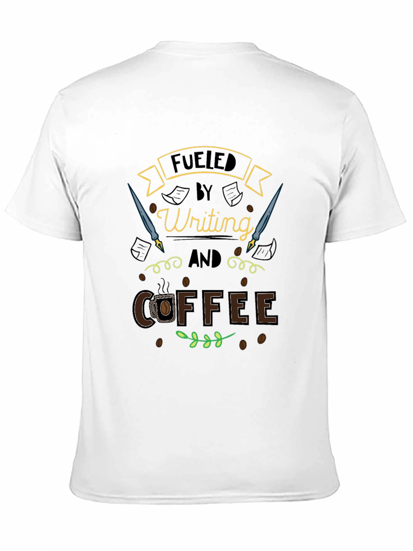 Black Fueled by Writing and Coffee T-Shirt view 11