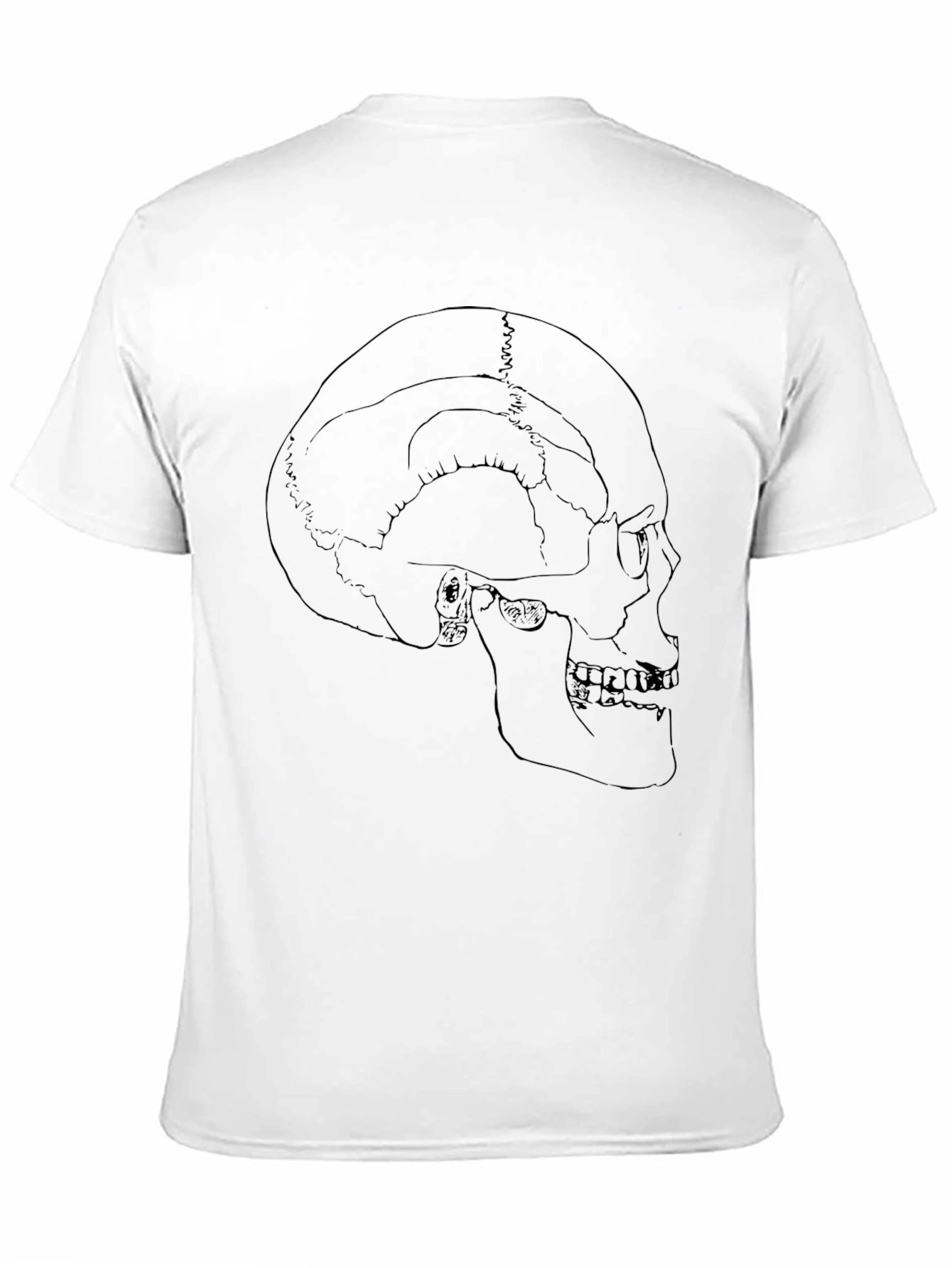 Black Skull Anatomy Outline Graphic Print Black T-Shirt view 11