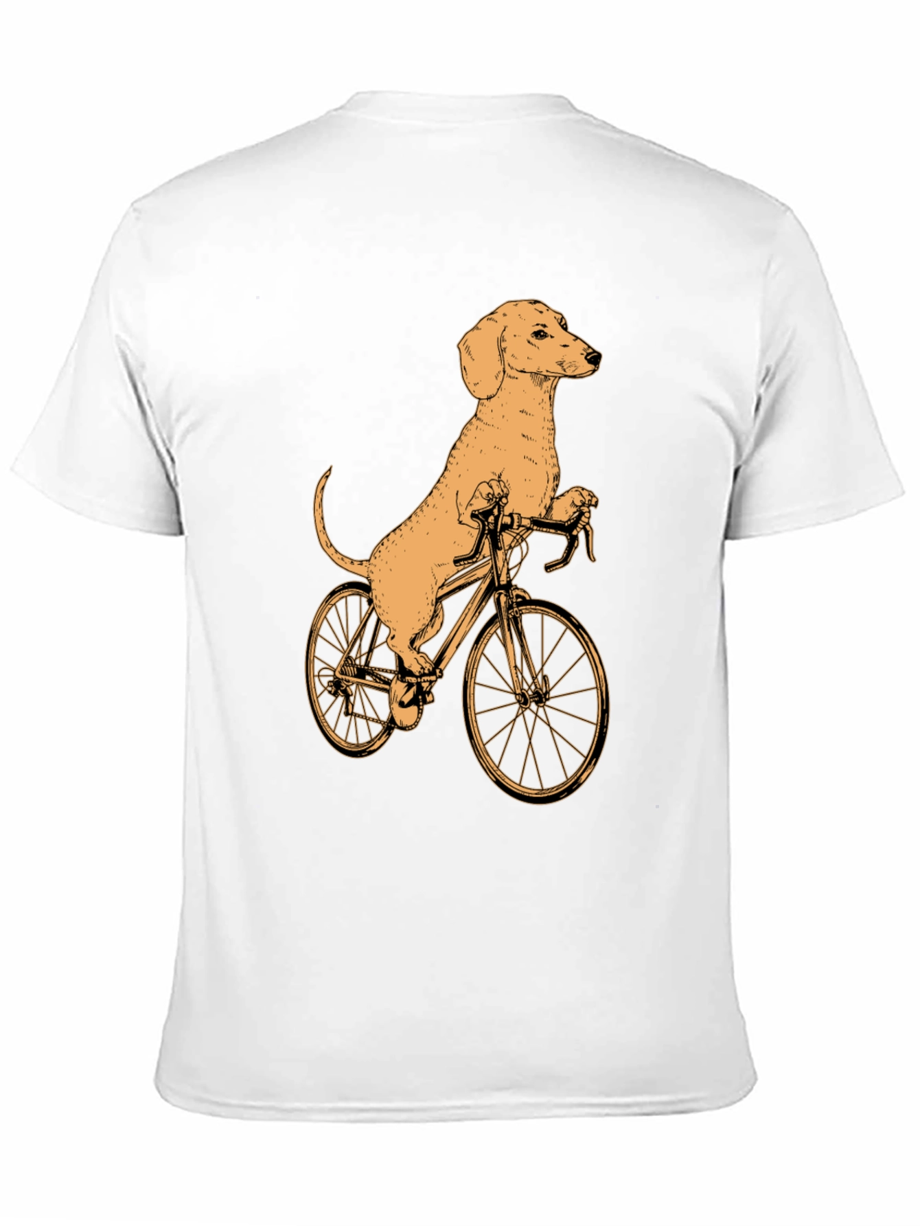 Black Dachshund on Bike T-Shirt - Black Cotton Tee view 11