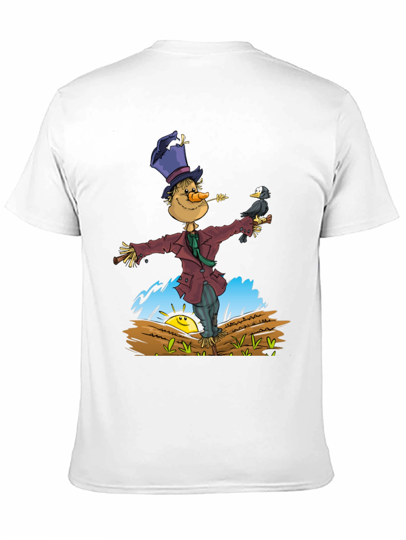 Black Scarecrow & Crow Graphic Tee - Black Cotton T-Shirt view 11