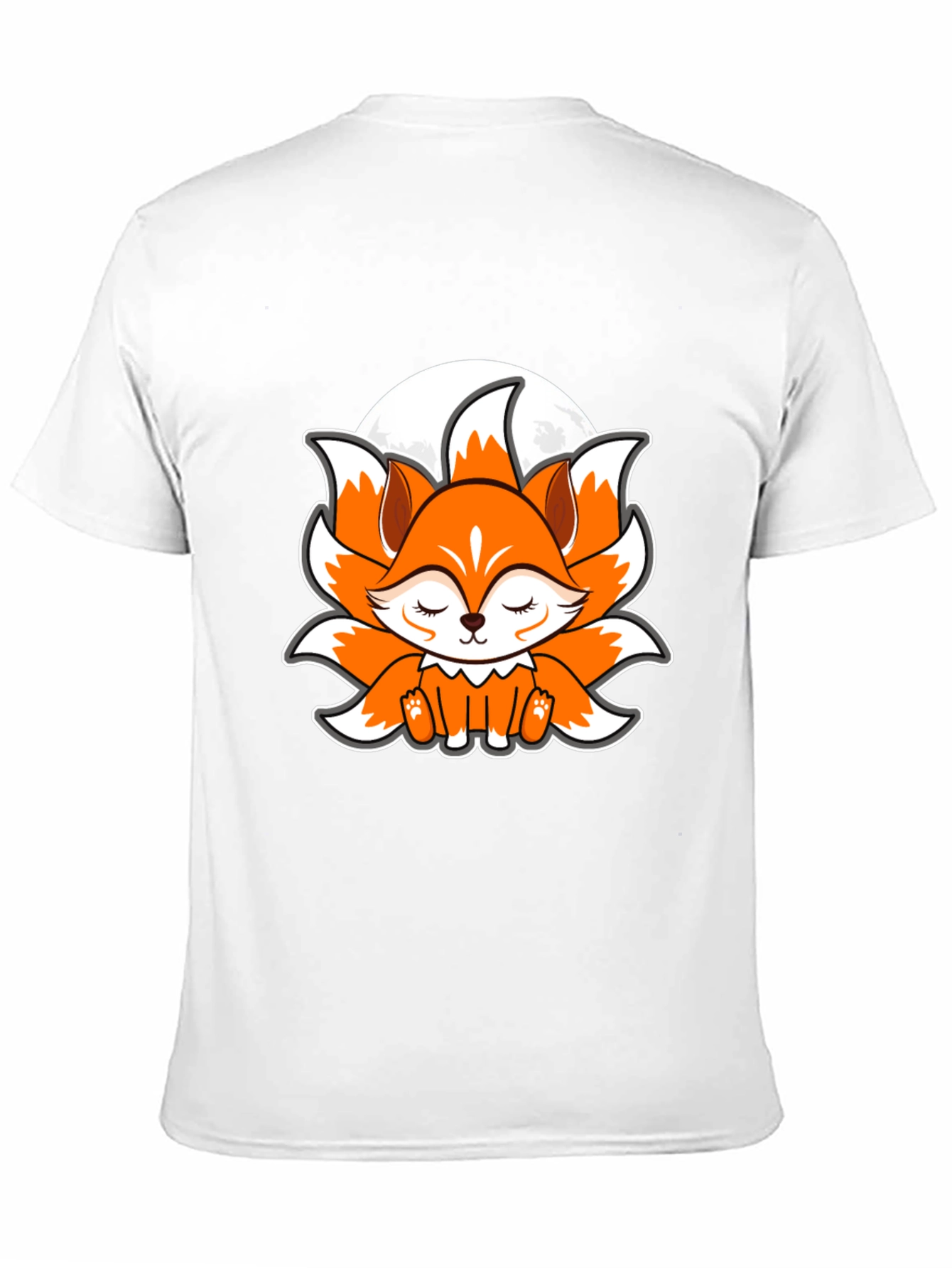 Black Cute Anime Fox Graphic Tee - Black Cotton T-Shirt view 11