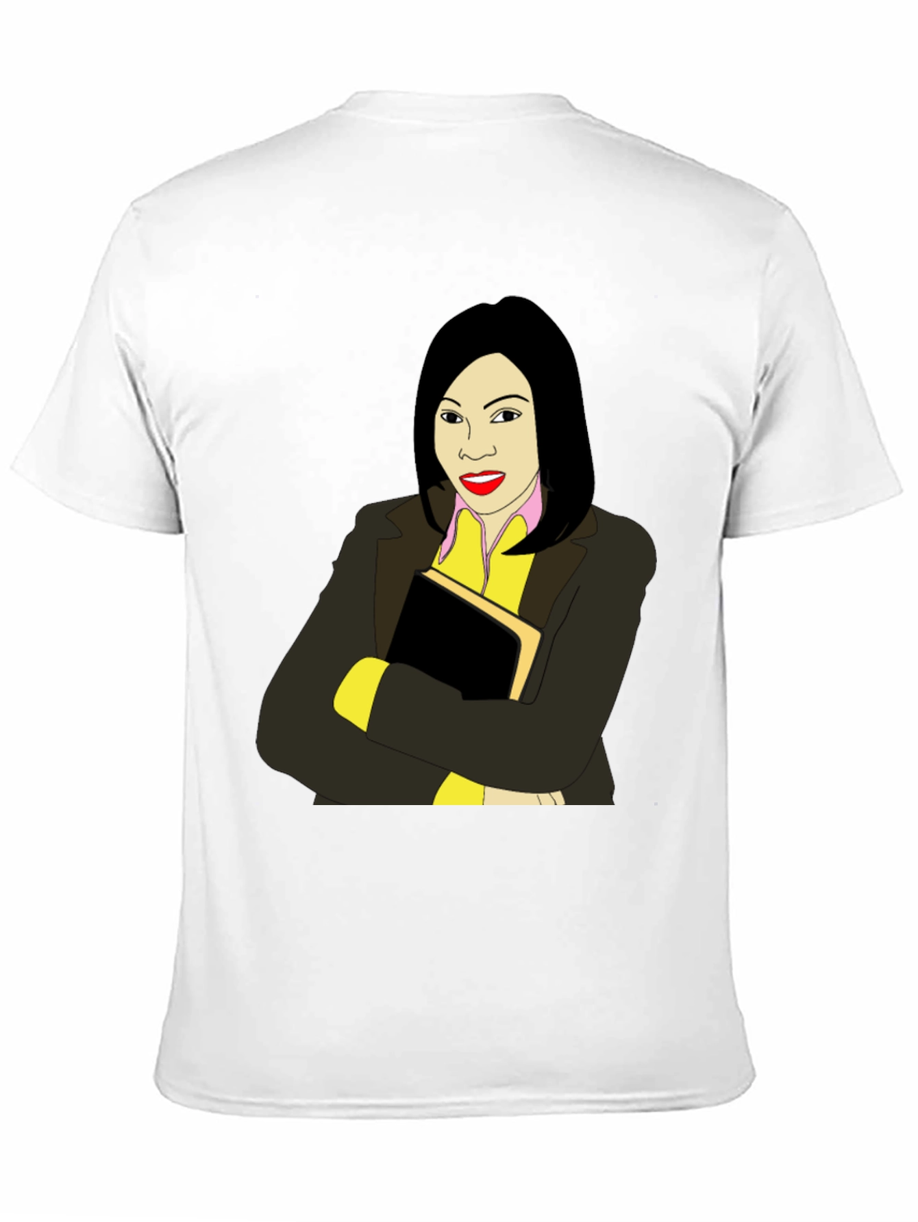 Illustrated Woman on Black T-Shirt - 11
