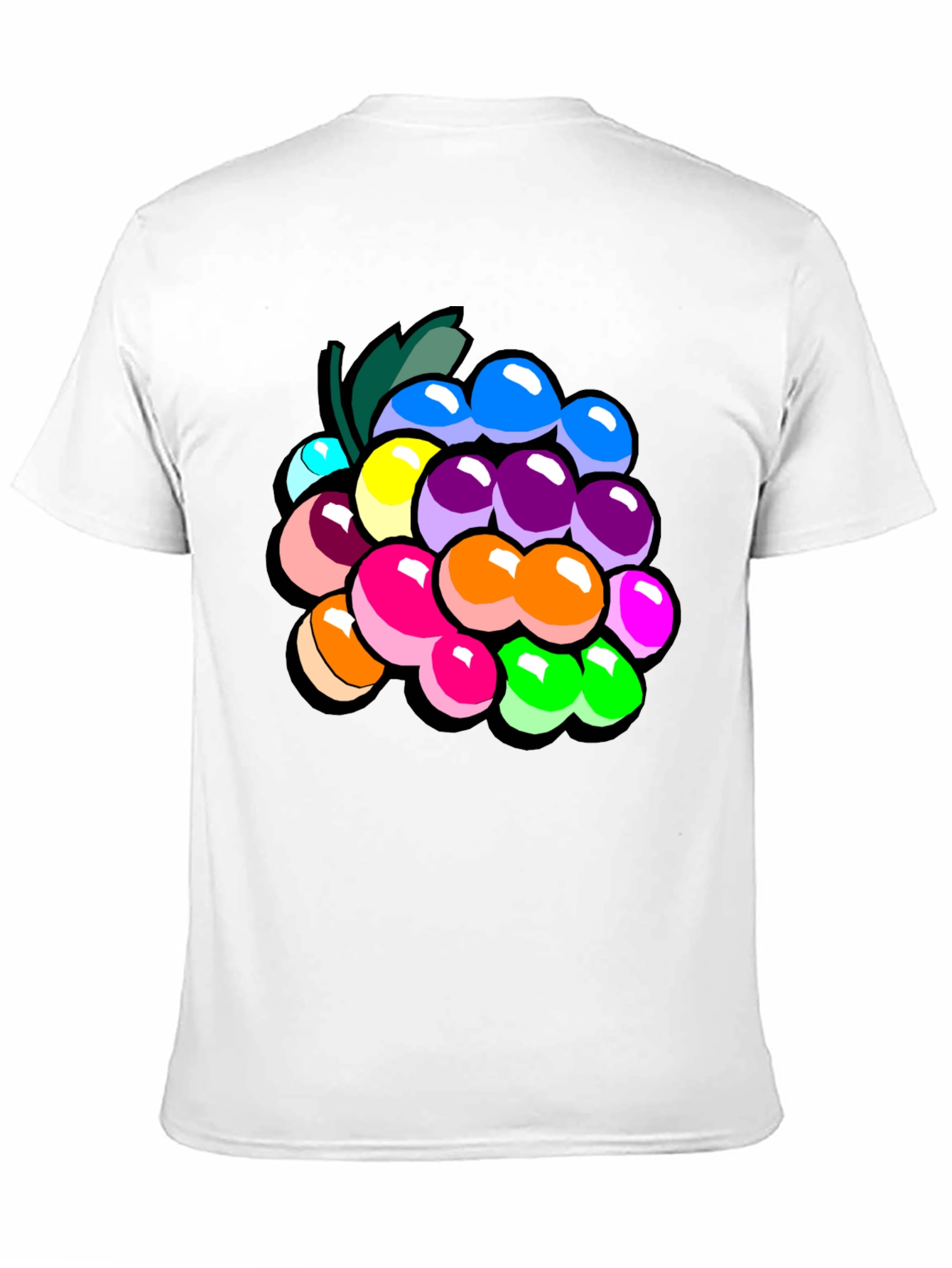 Black Colorful Grapes Graphic T-Shirt - Novelty Fruit Tee view 11