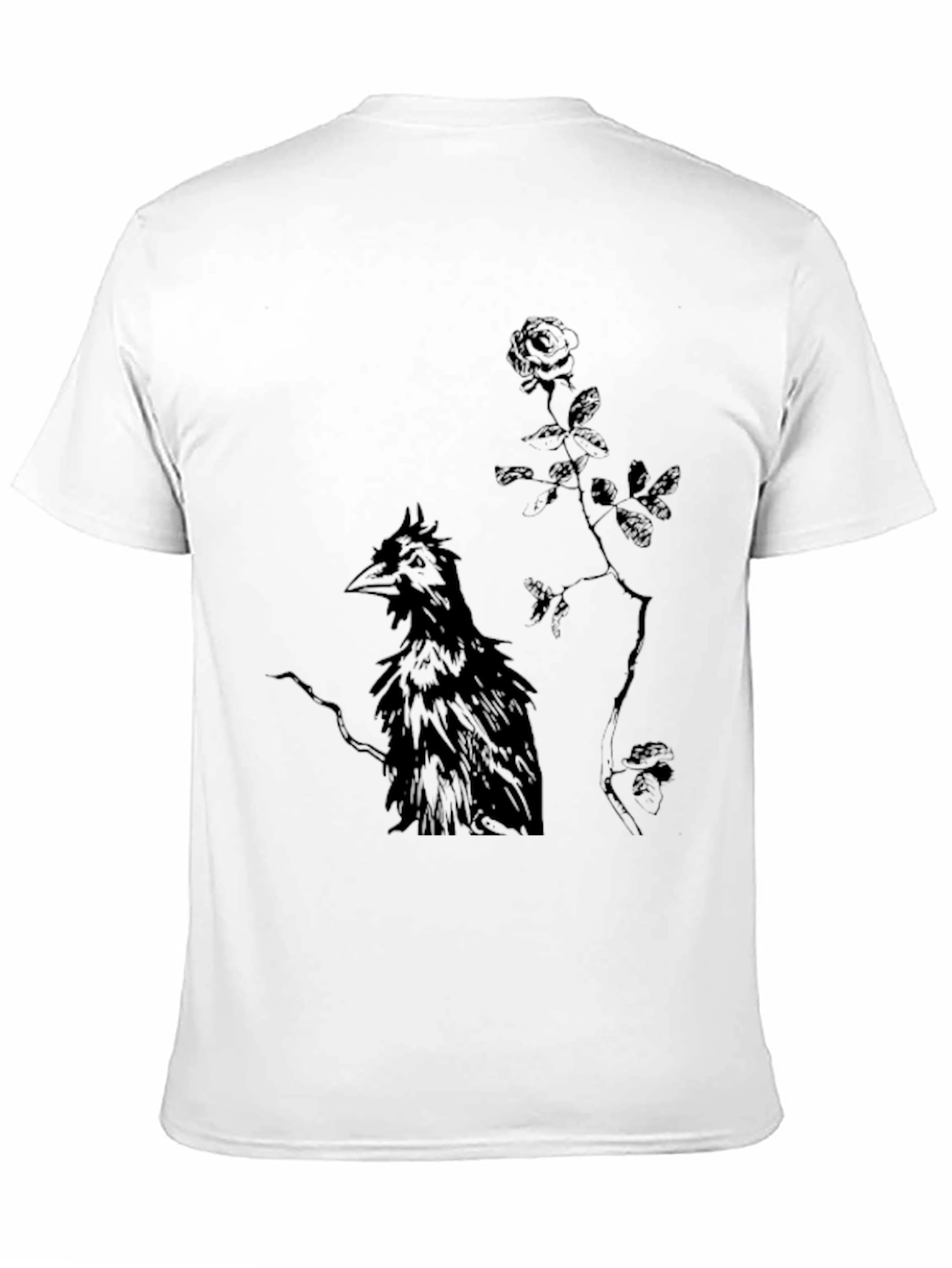 Black Raven and Rose Graphic Black T-Shirt view 11