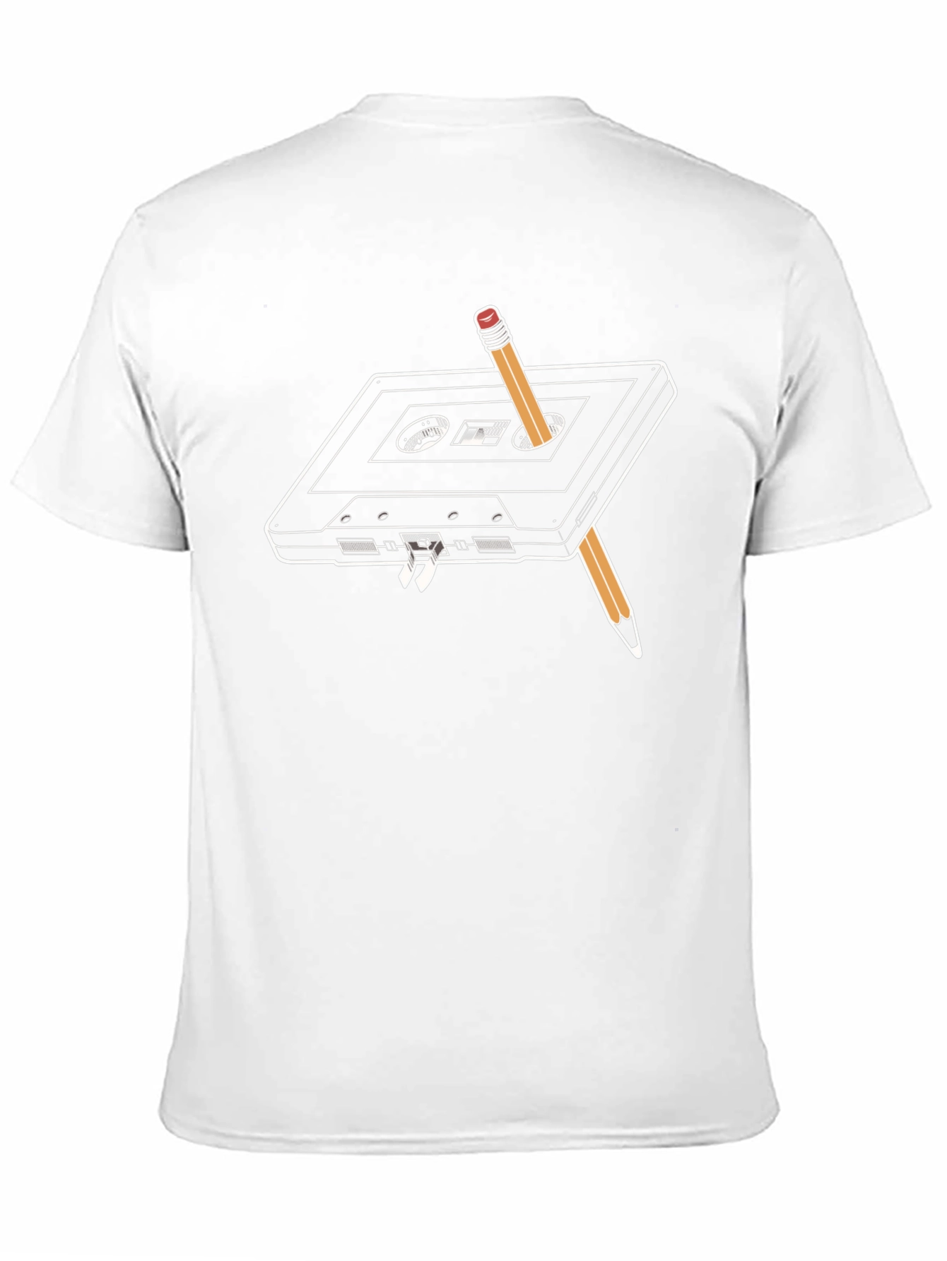 Retro Cassette Tape & Pencil T-Shirt - Black - 11