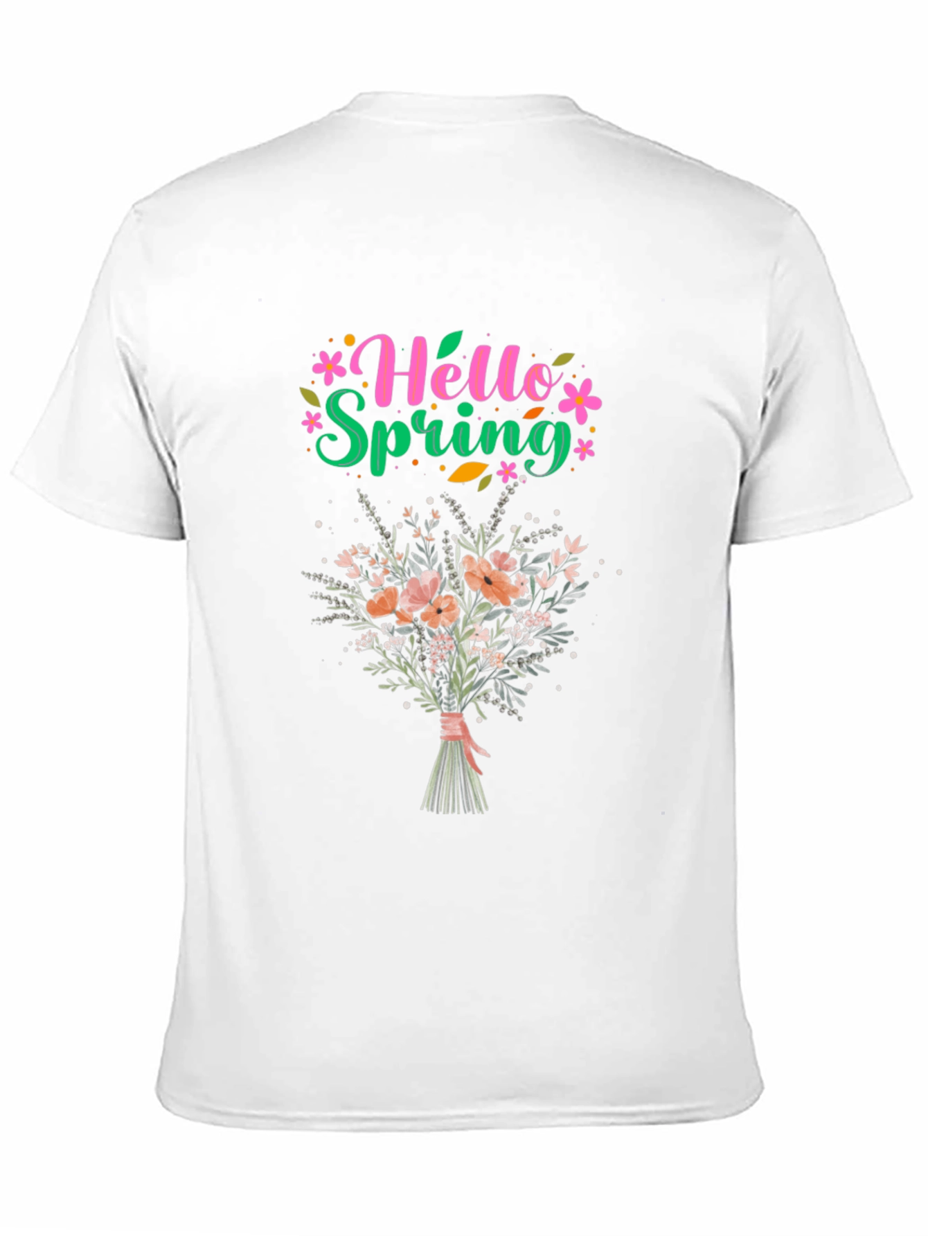 Black Hello Spring Floral Bouquet Graphic T-Shirt view 11