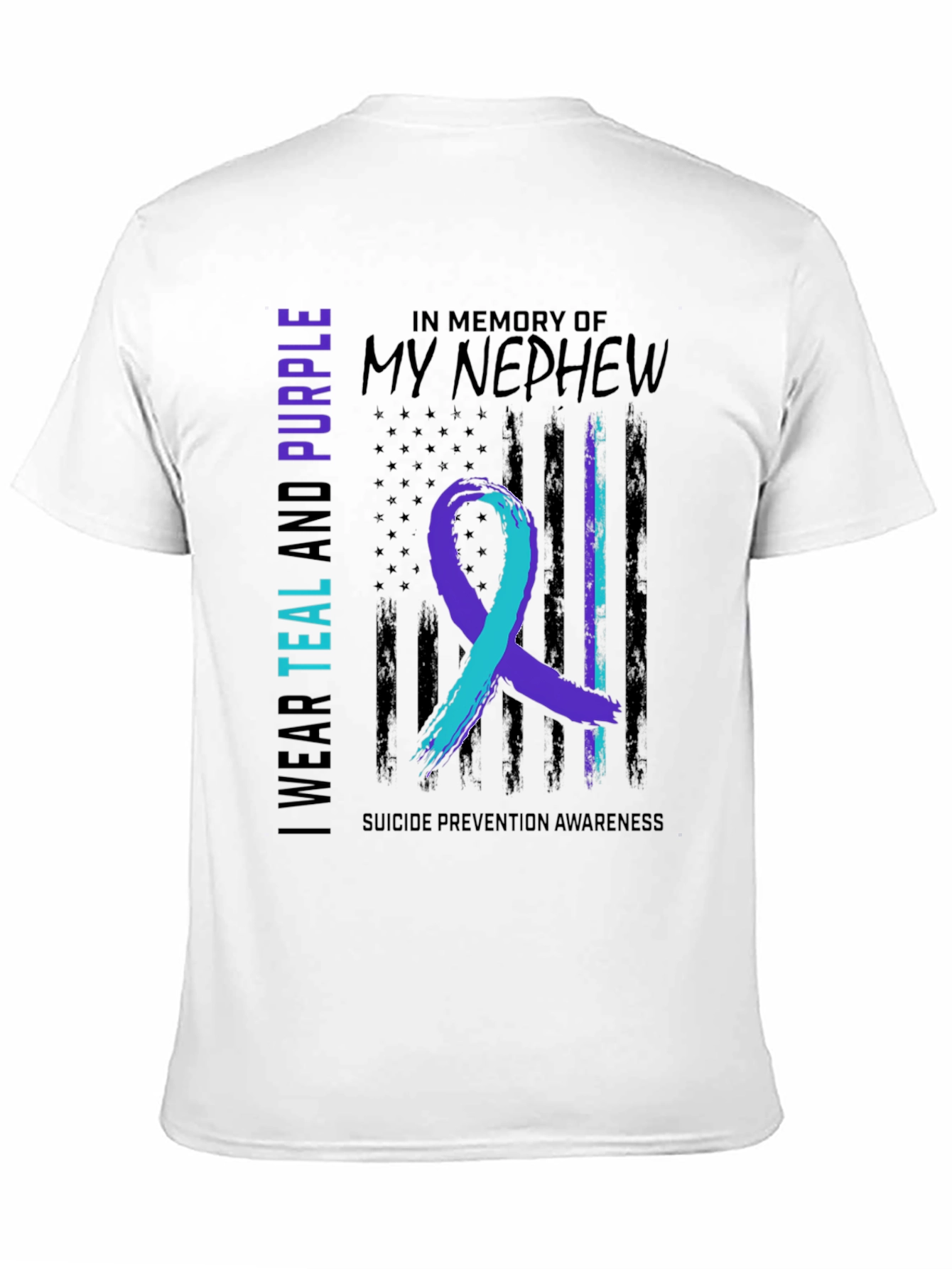 Black Teal and Purple Suicide Awareness T-Shirt view 11