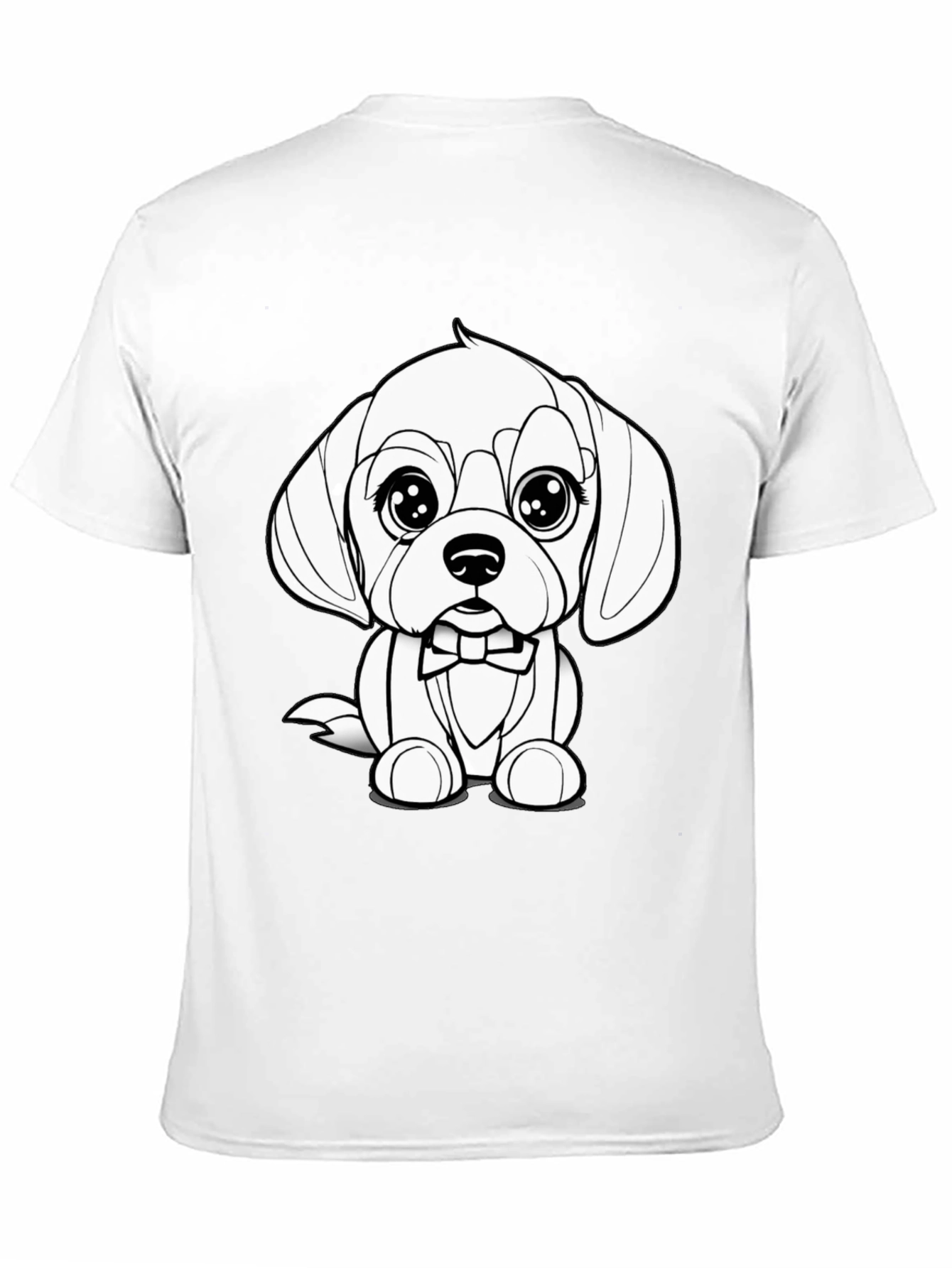 Black Cute Puppy Bowtie Black T-Shirt view 11