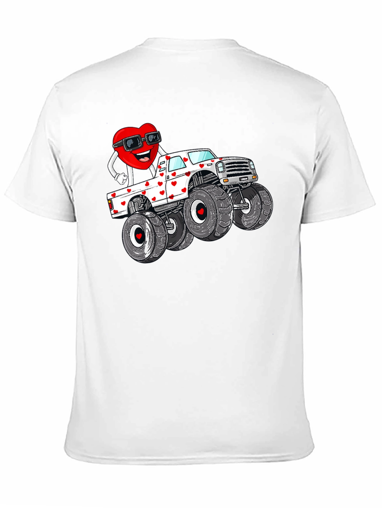 Black Monster Truck Valentine's Day Graphic Tee view 11