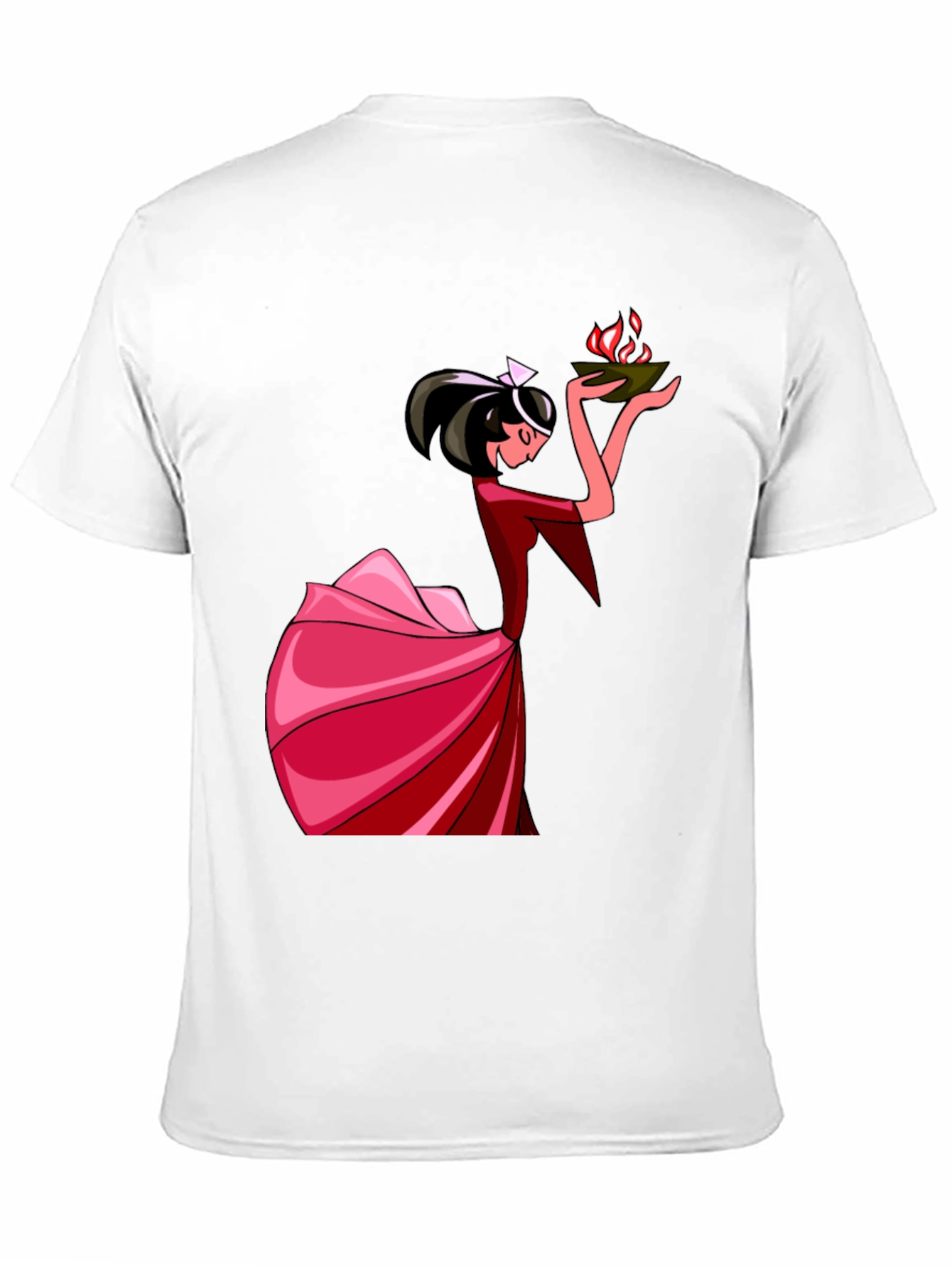 Black Unique Graphic T-Shirt: Lady with Fire view 11
