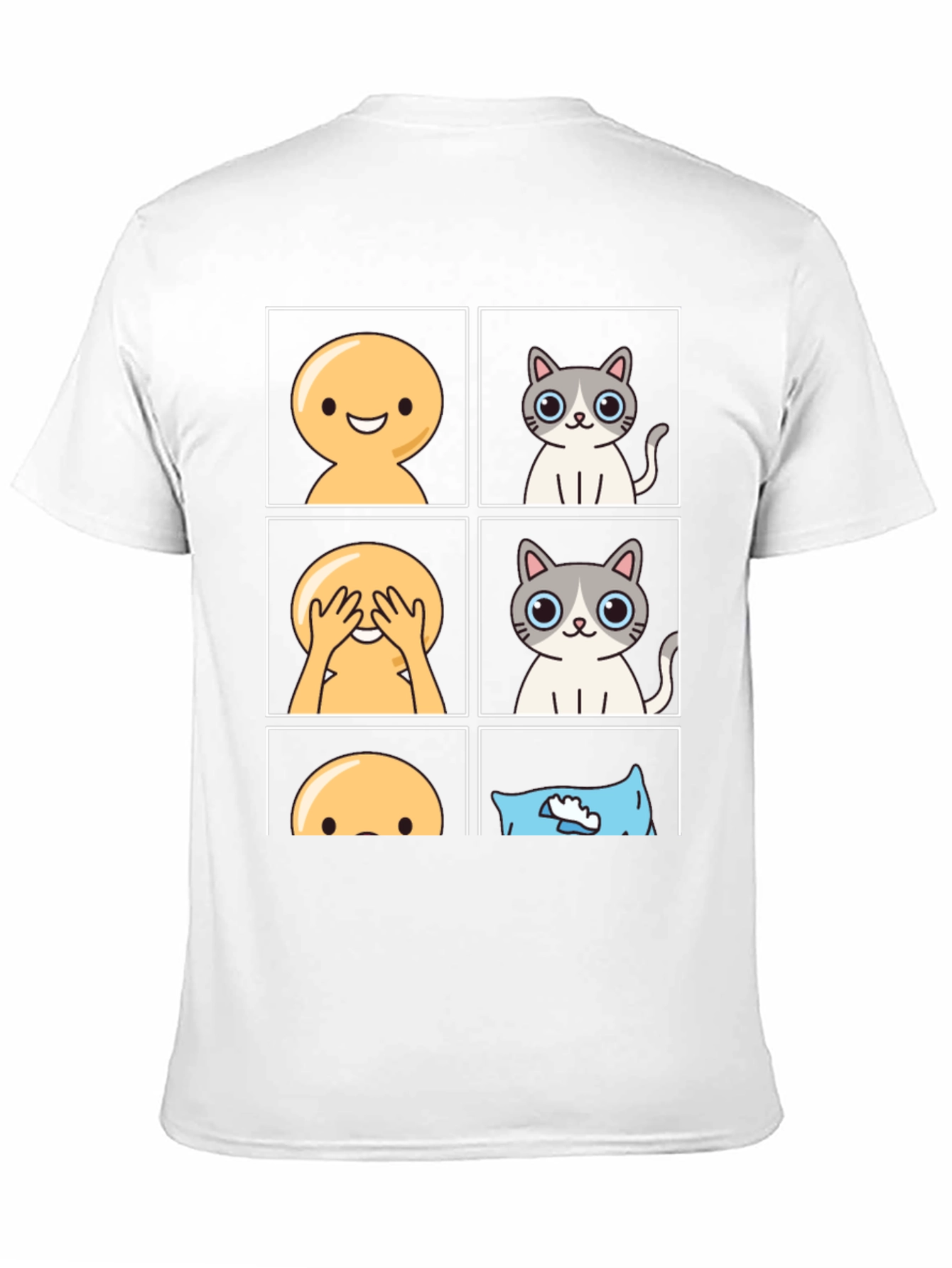Black Peek-a-Boo Emoji Cat T-Shirt view 11