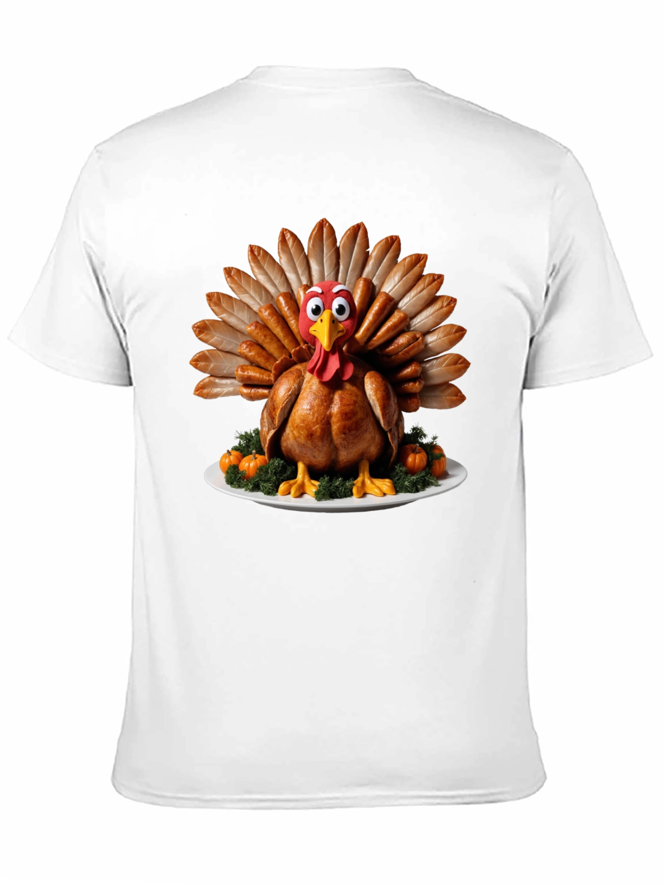 Black Thanksgiving Turkey T-Shirt - Sausage Feather Cartoon Bird view 11