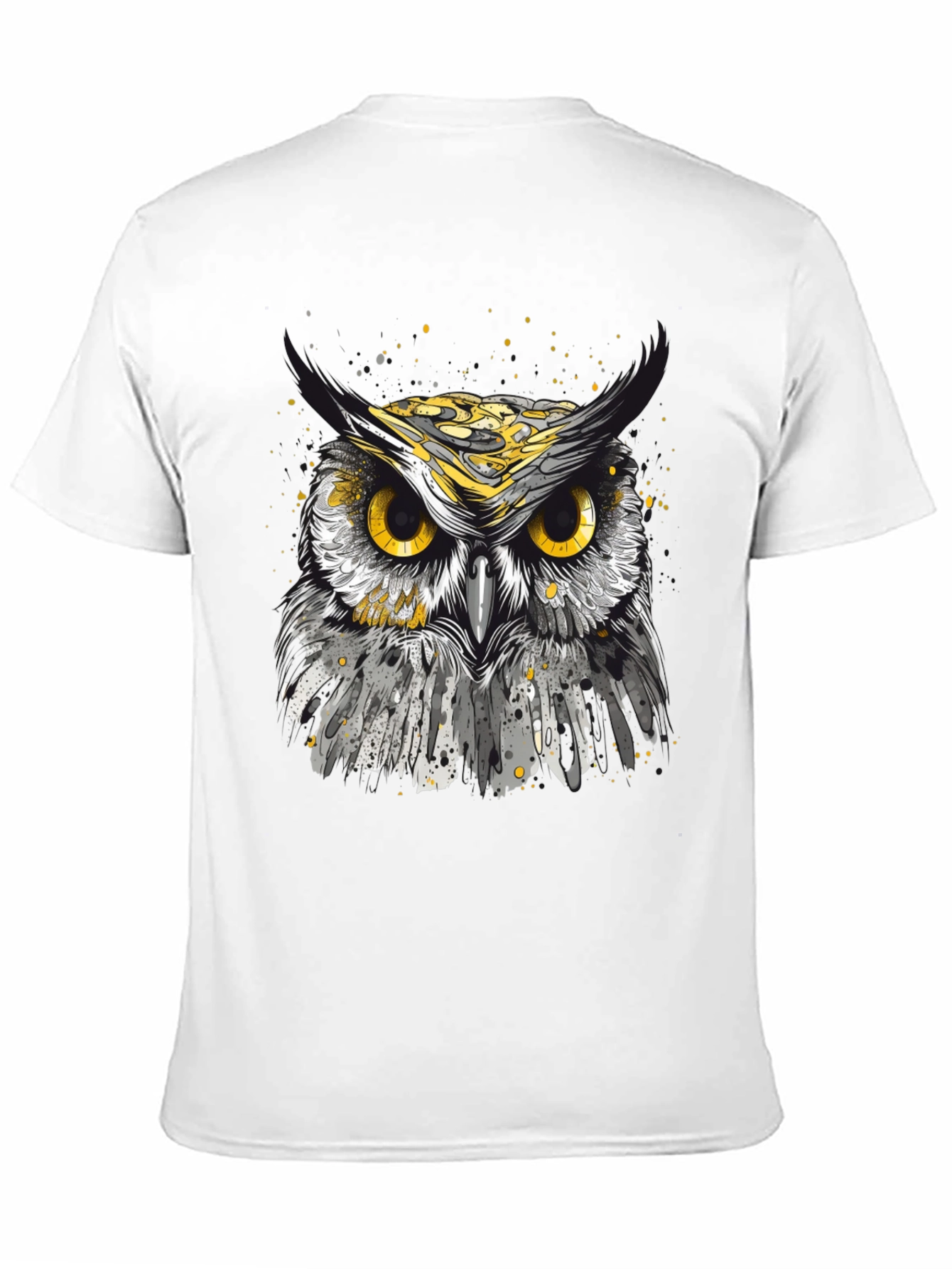 Black Owl Graphic T-Shirt - Black Cotton Tee for Men view 11