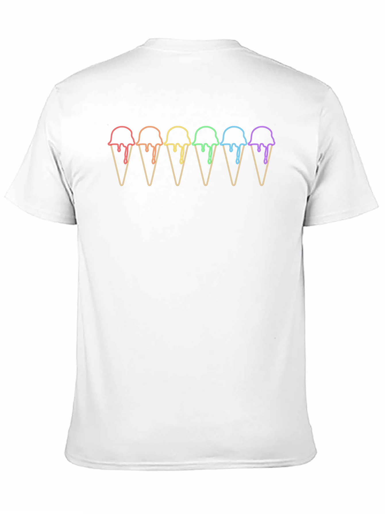 Black Rainbow Ice Cream Cone Graphic Tee - Black Unisex T-Shirt view 11