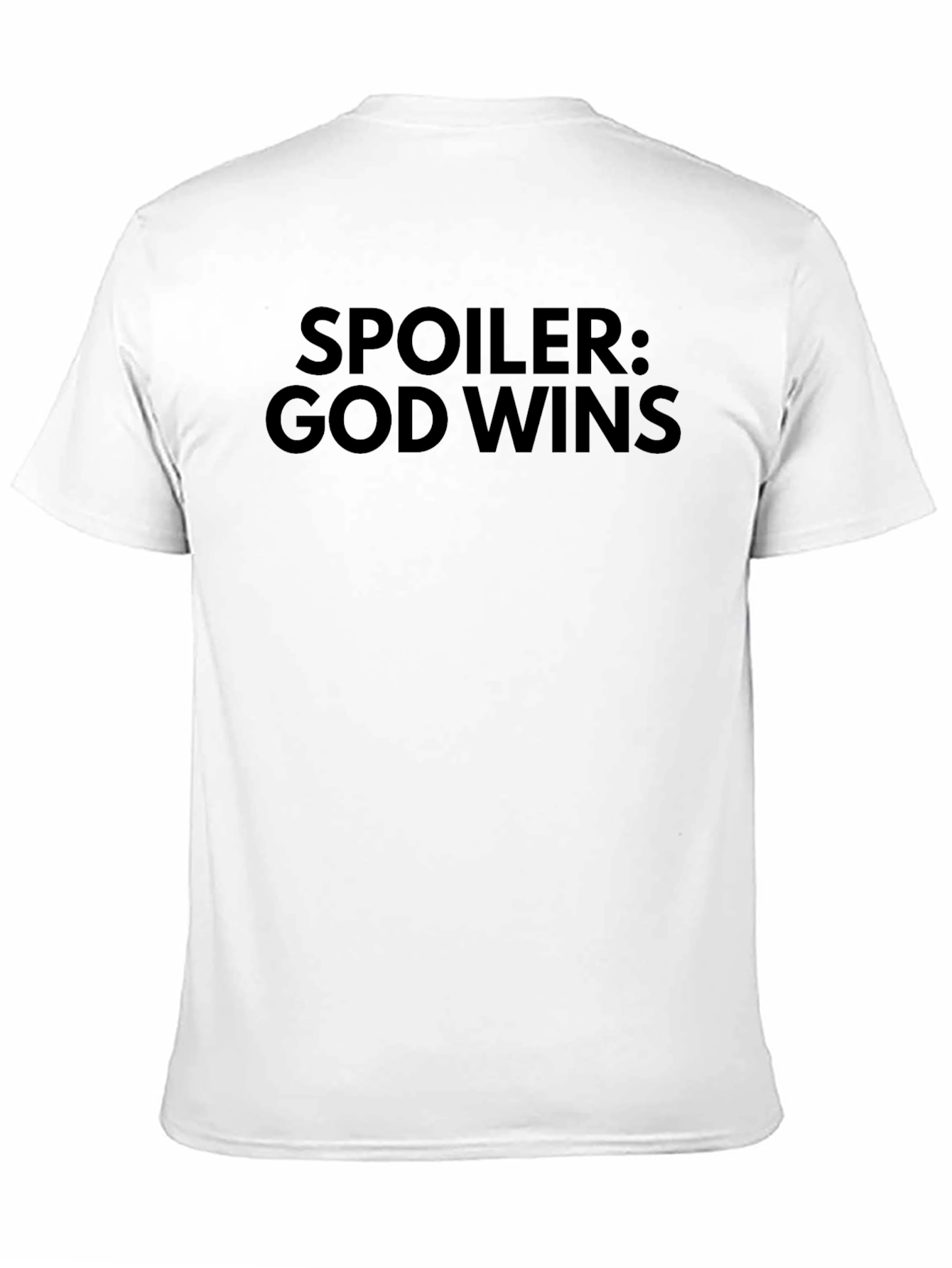 Black Spoiler God Wins Tee - Faith Based Graphic T-Shirt view 11