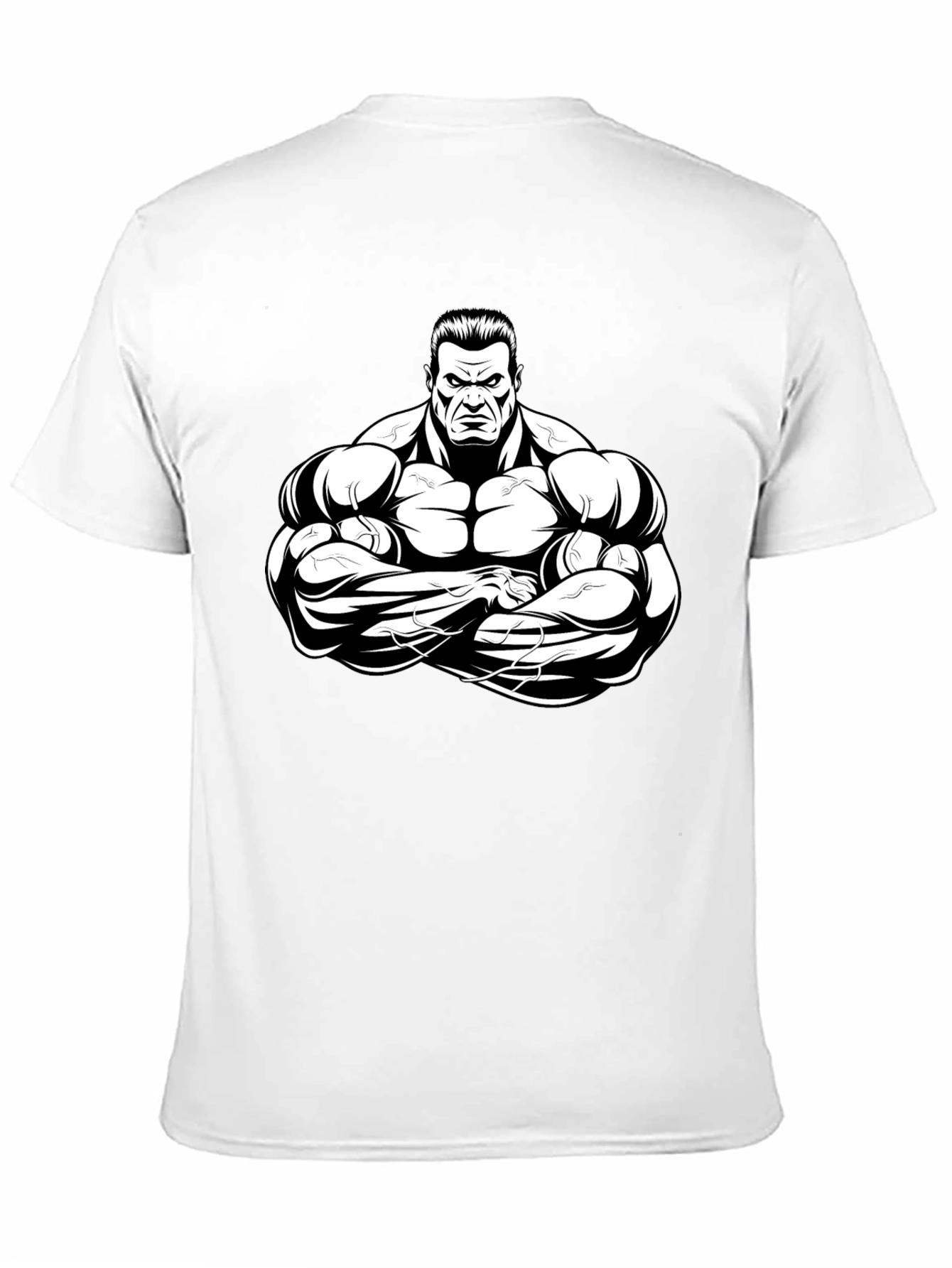 Black Black T-Shirt with Muscular Cartoon Graphic view 11
