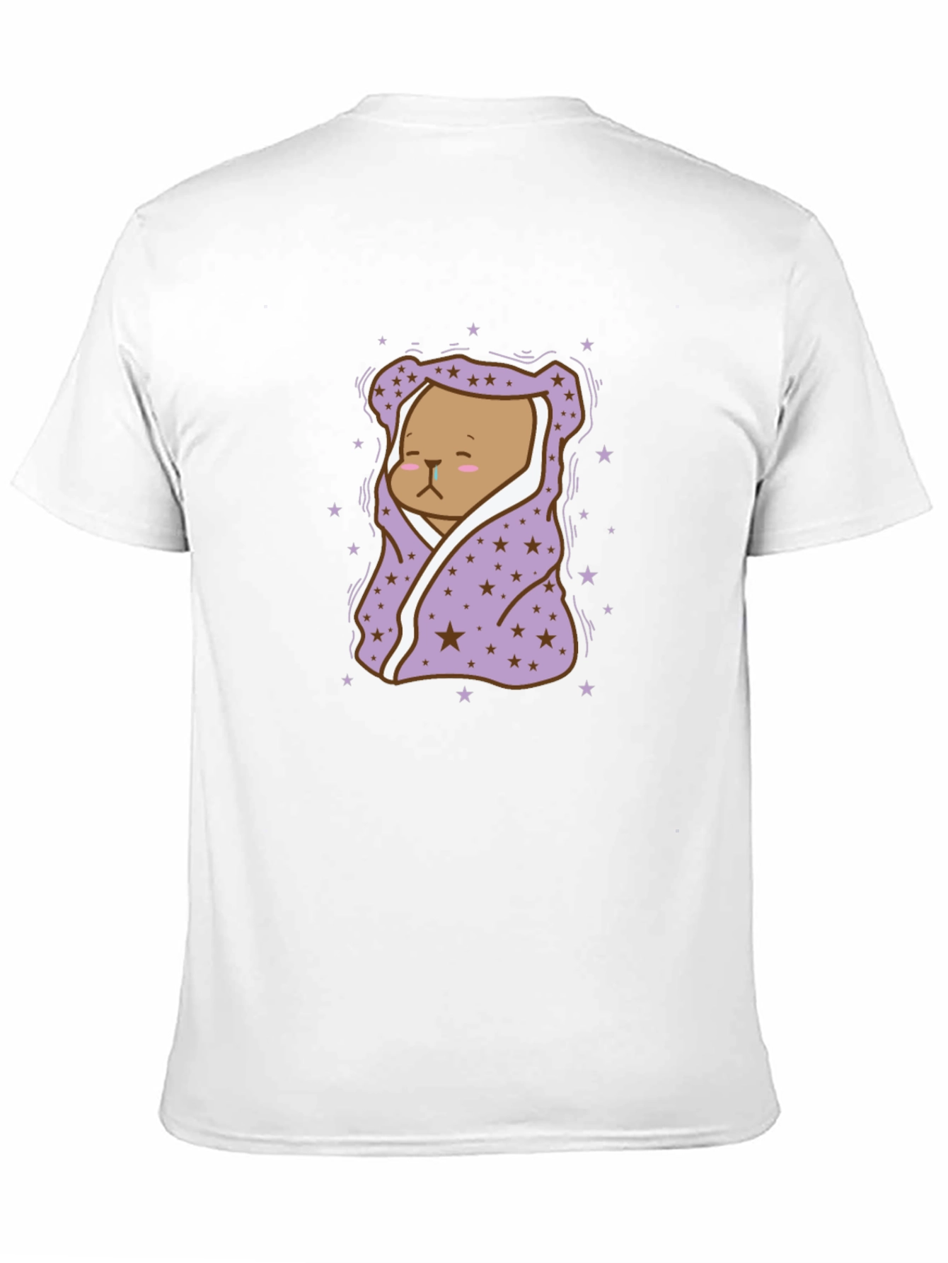 Black Cute Bear in Blanket T-Shirt view 11