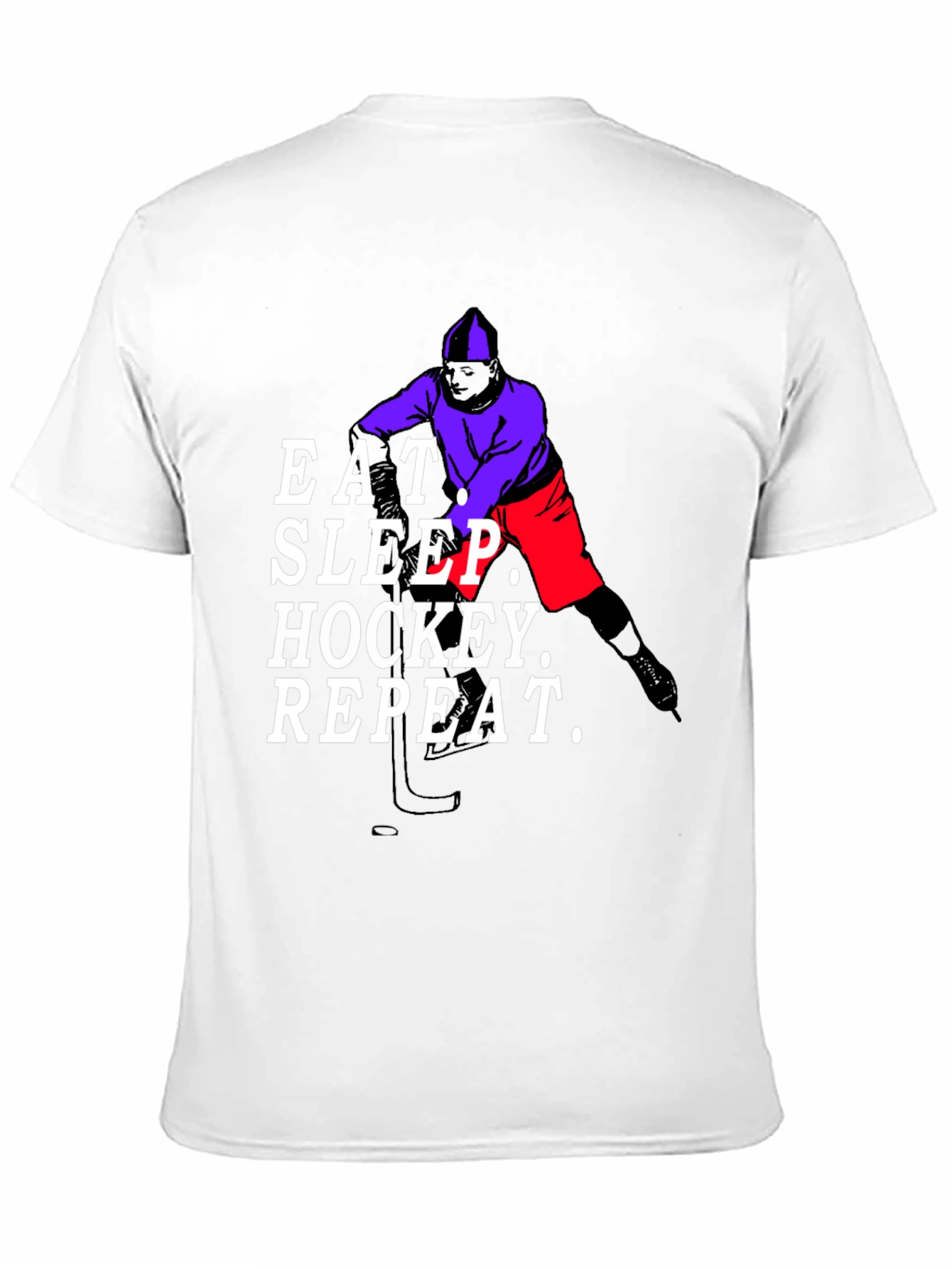 Black Eat Sleep Hockey Repeat Black T-Shirt view 11