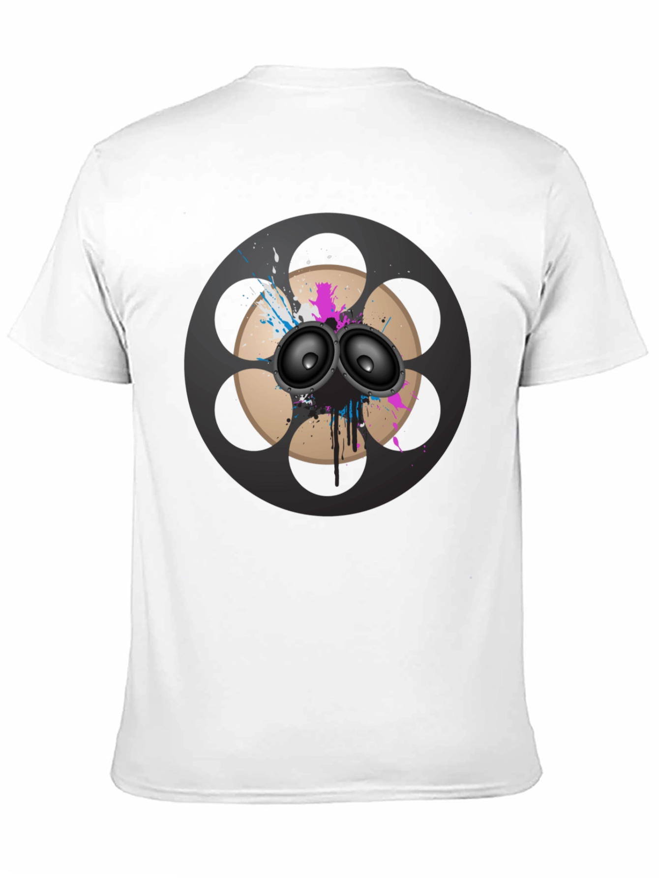 Black Retro Film Reel Speaker Graphic T-Shirt view 11