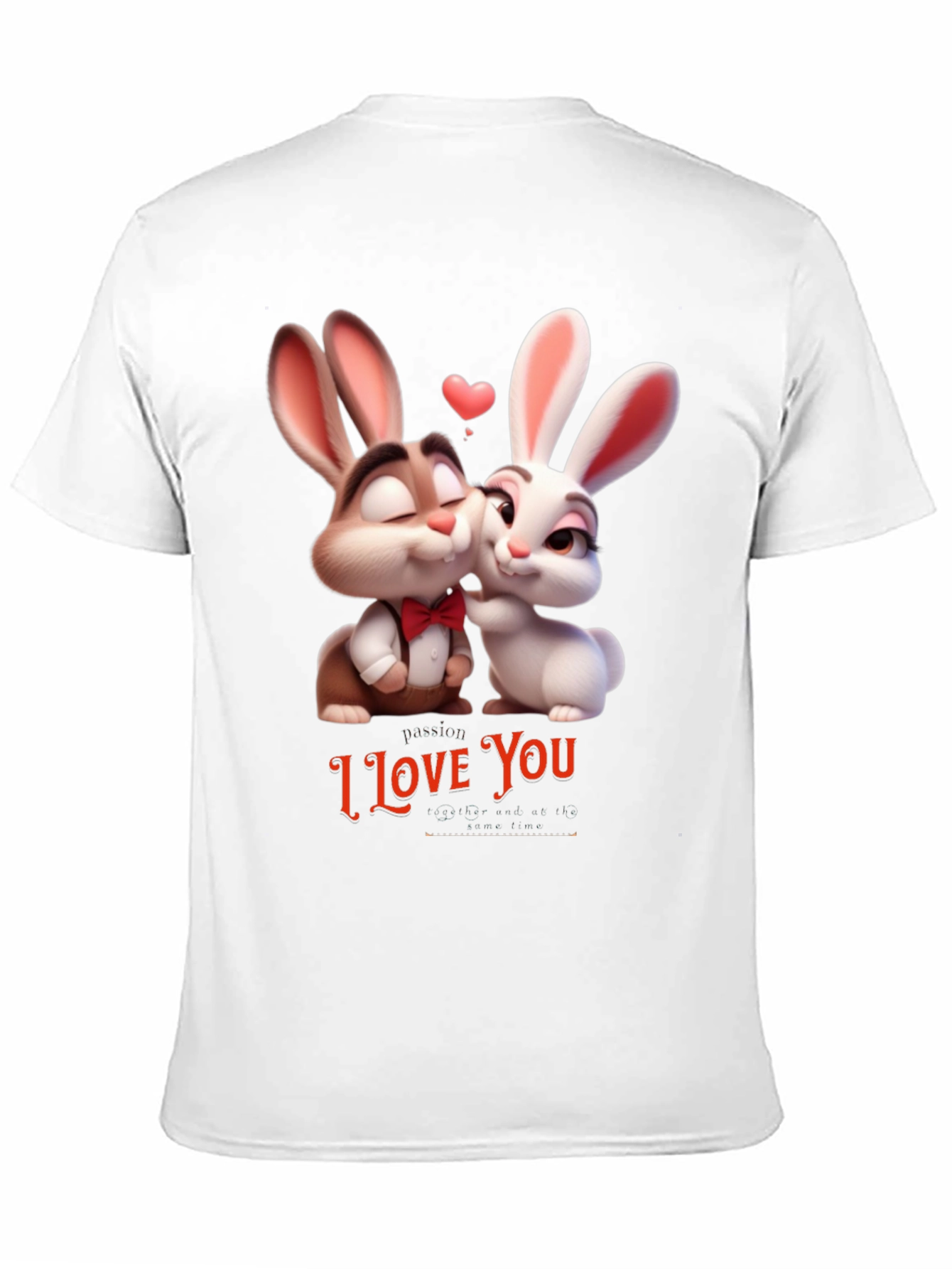 Black I Love You Valentine's Day Bunny T-Shirt view 11