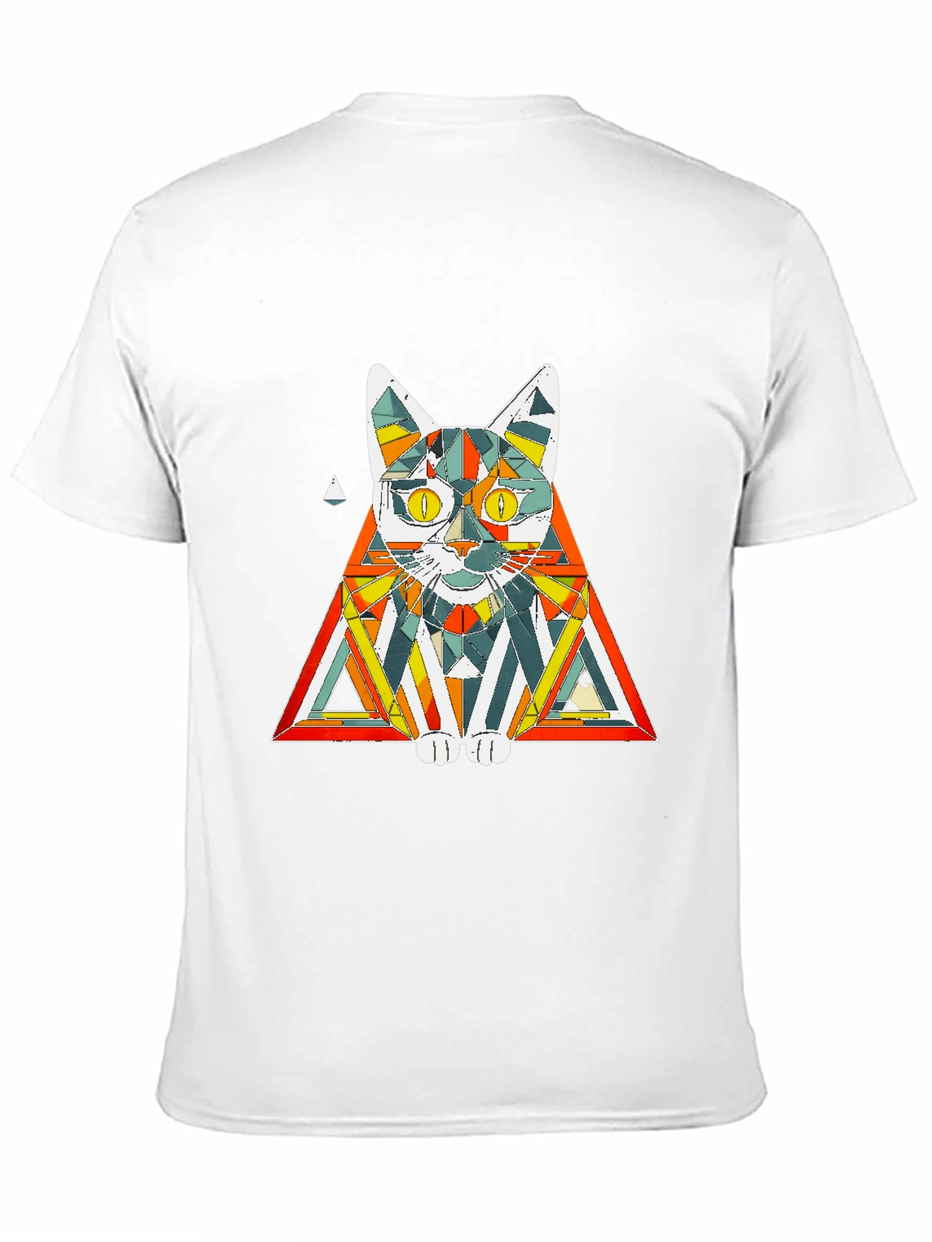 Black Geometric Cat T-Shirt: Colorful & Modern view 11