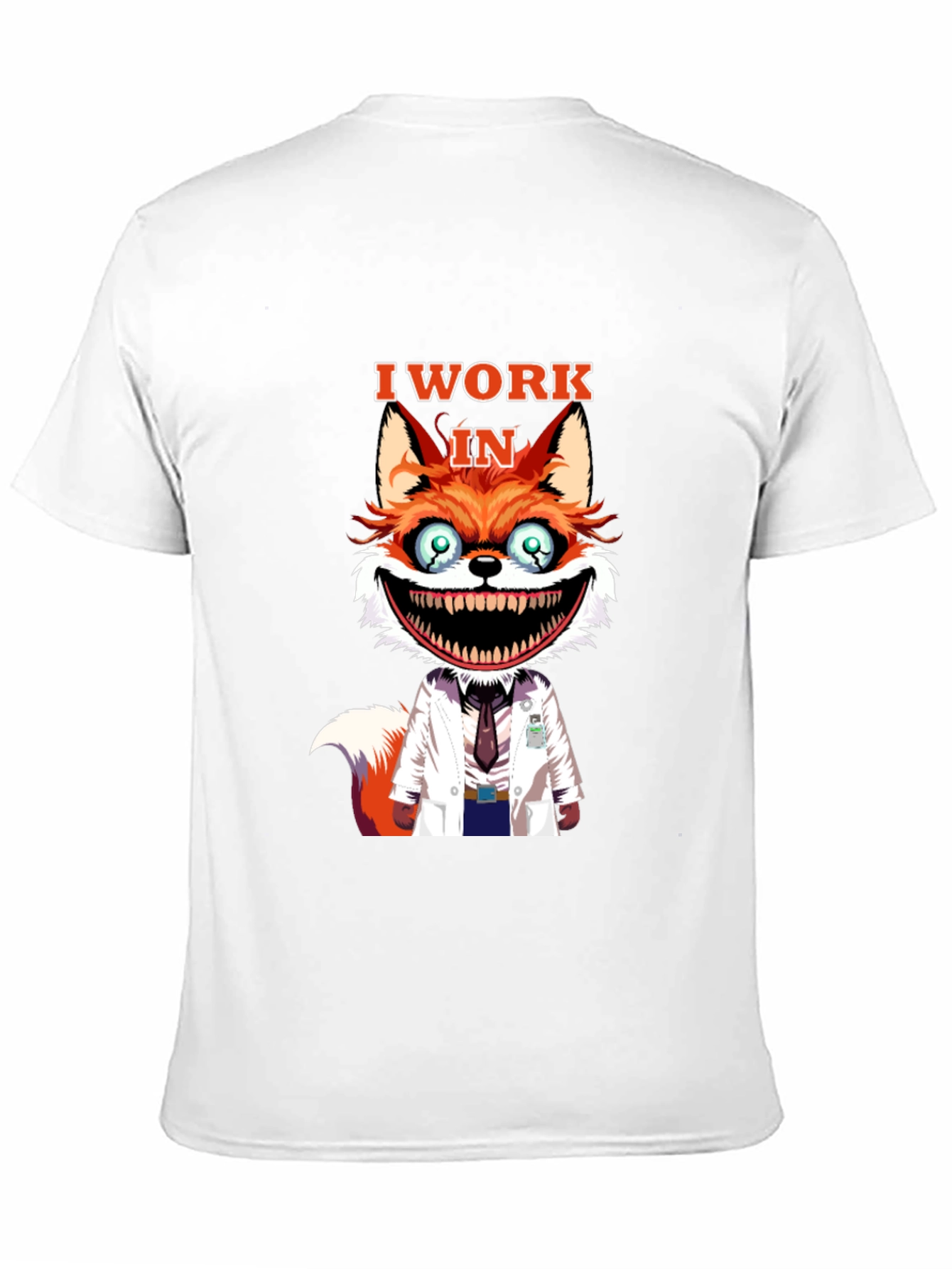 Black I Work in Crazy Fox Scientist Graphic Tee view 11