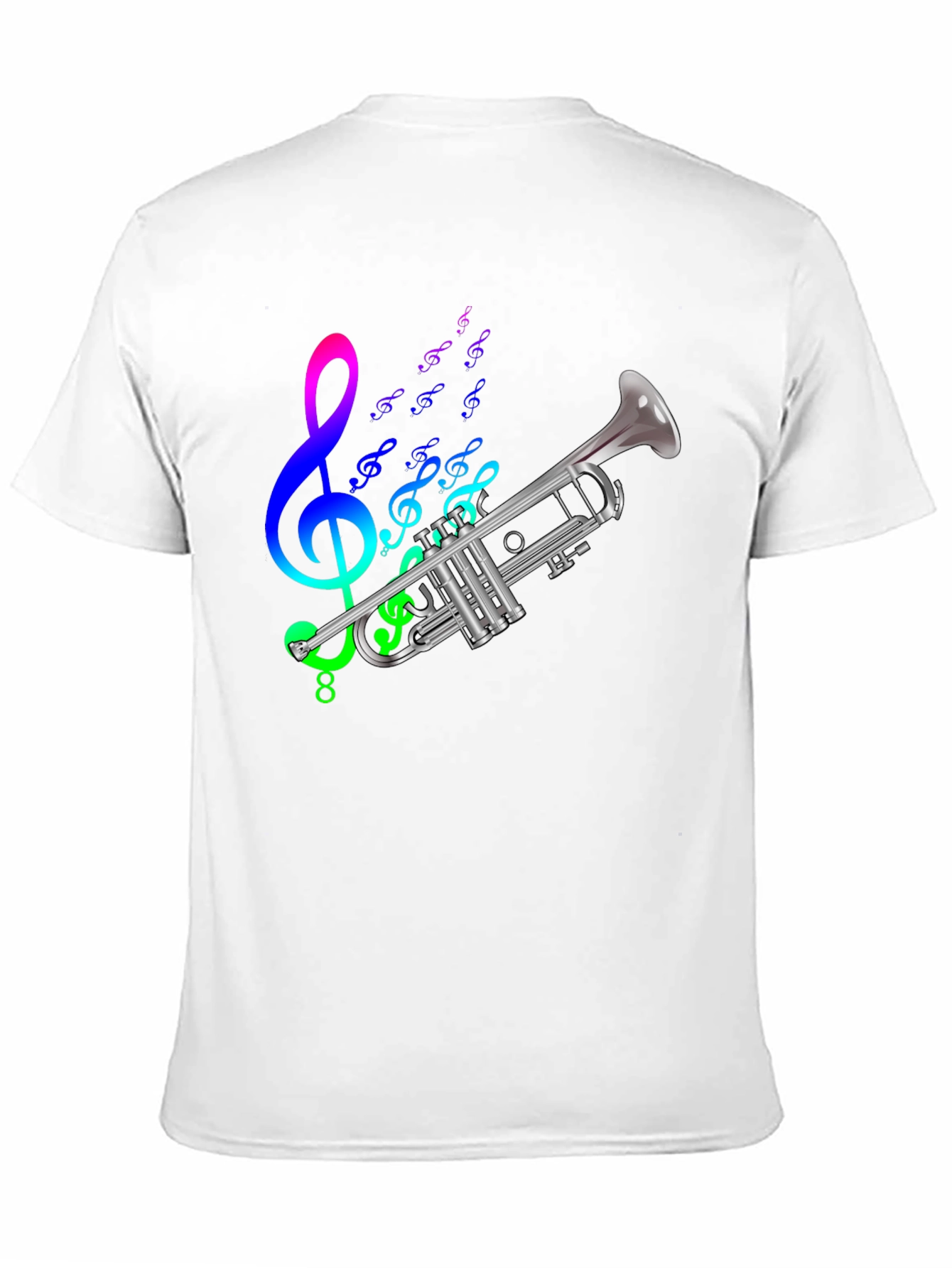 Black Musical Trumpet Graphic Tee - Black Cotton T-Shirt view 11