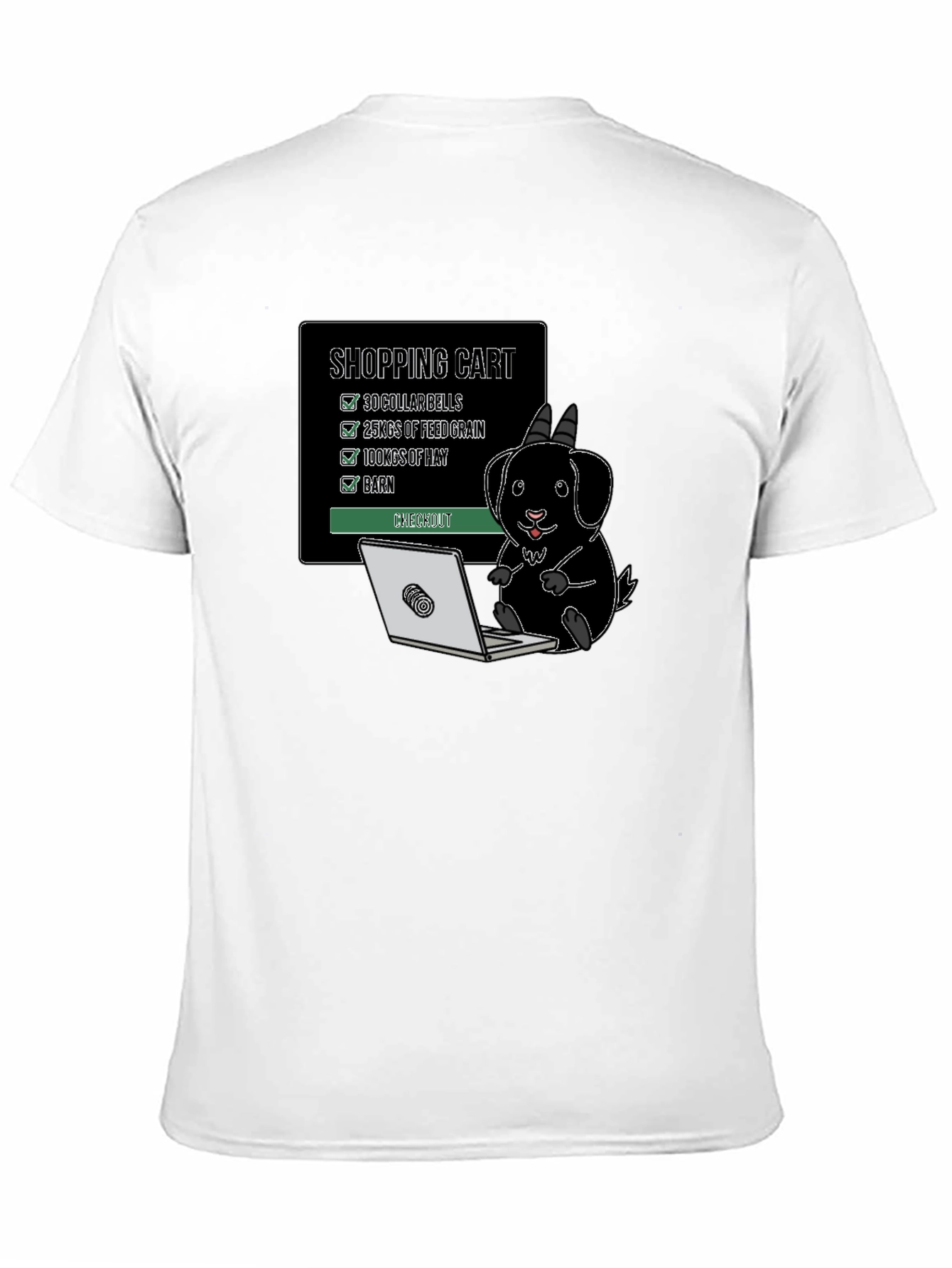 Goat Shopping Cart T-Shirt - Funny Animal Tee - 11