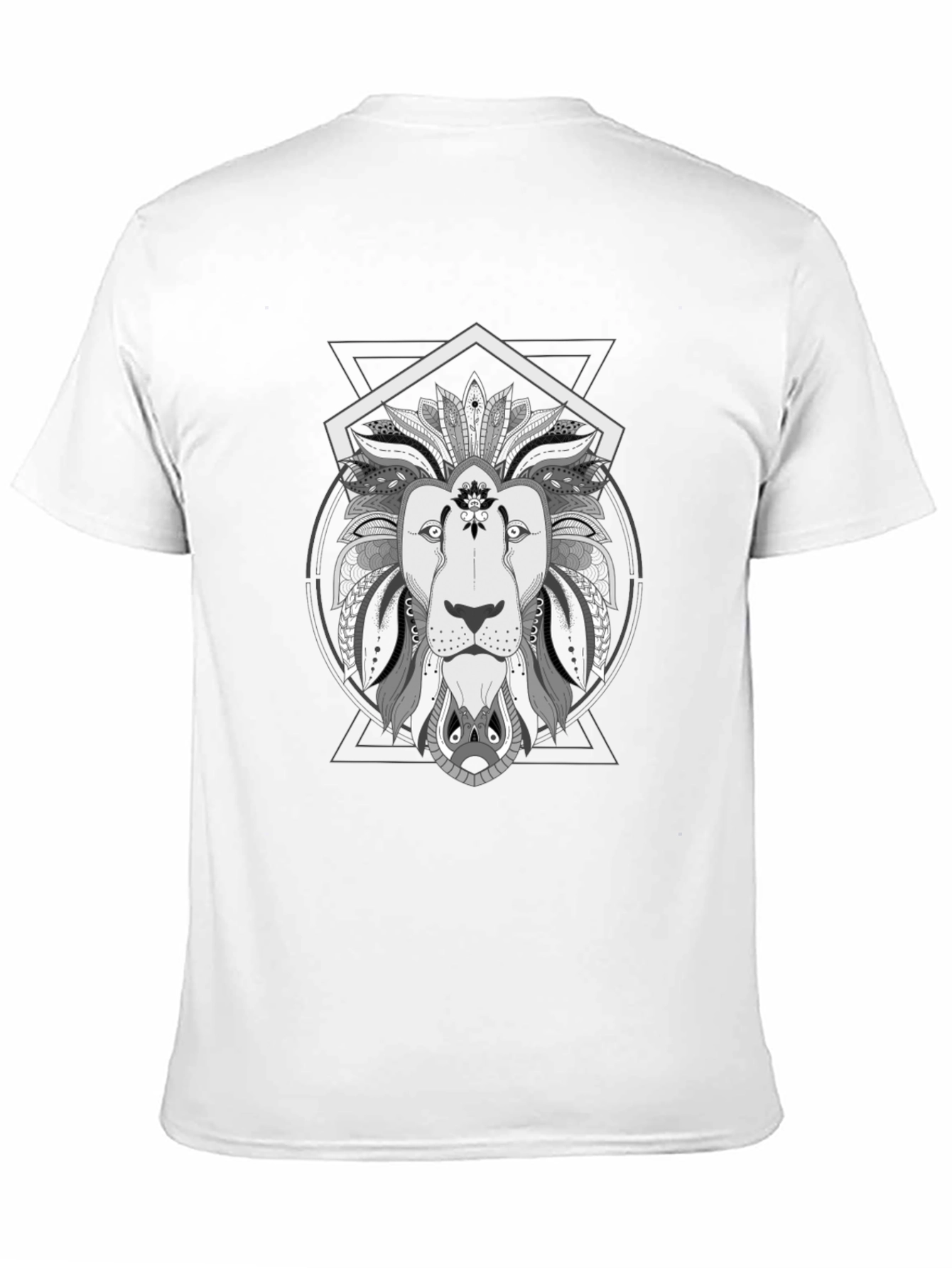 Black Geometric Lion Graphic Tee - Stylish Black T-Shirt view 11